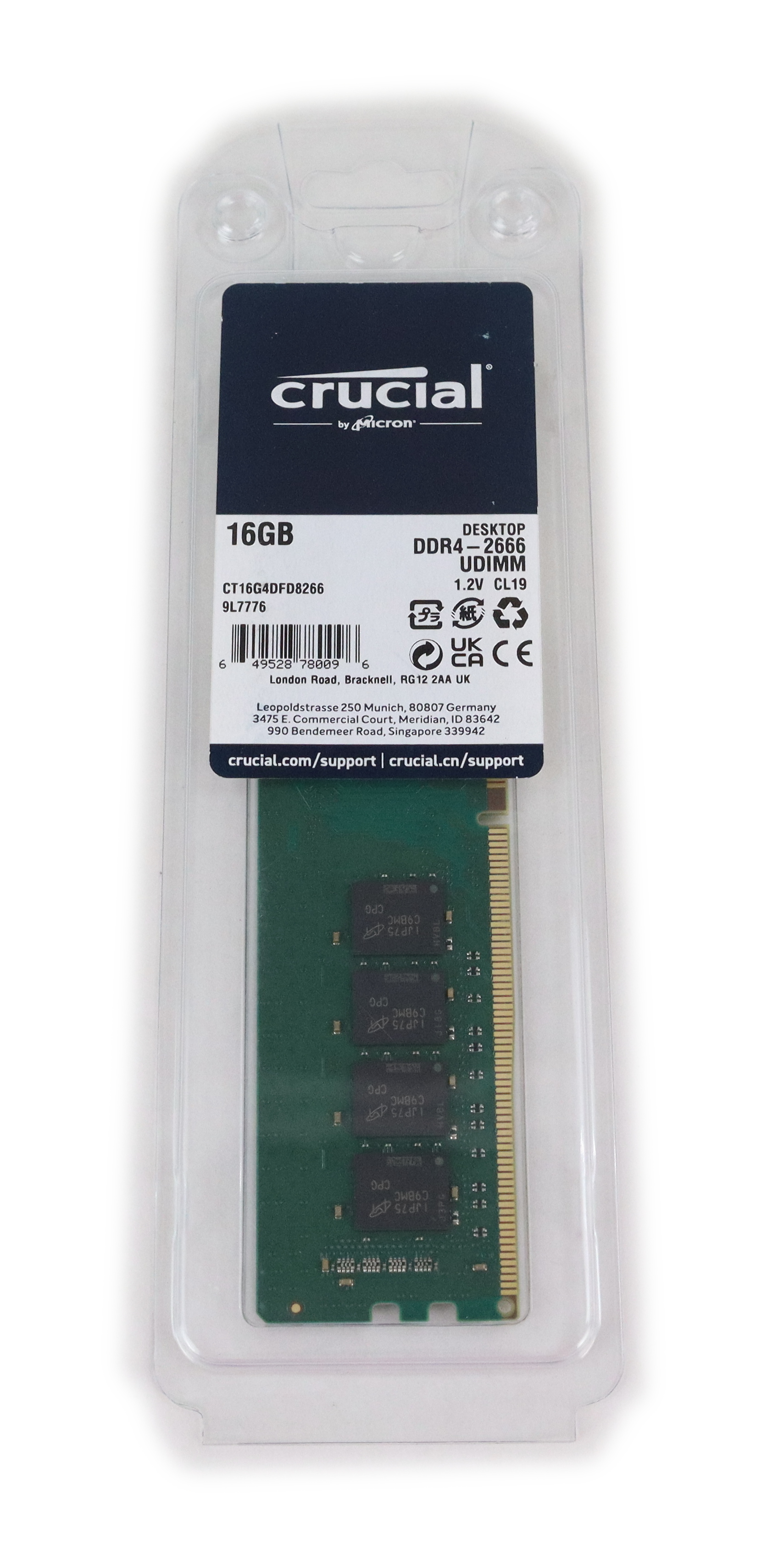 Crucial 16GB CT16G4DFD8266 DDR4-2666 UDIMM 1.2V CL19 For Desktop - Click Image to Close