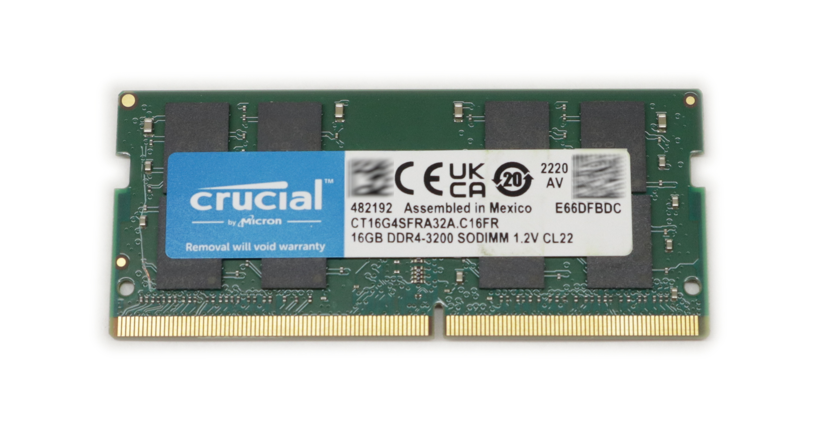 Crucial 16GB CT16G4SFRA32A.C16FR DDR4-3200 SoDimm 1.2V Non-ECC Unbuffered