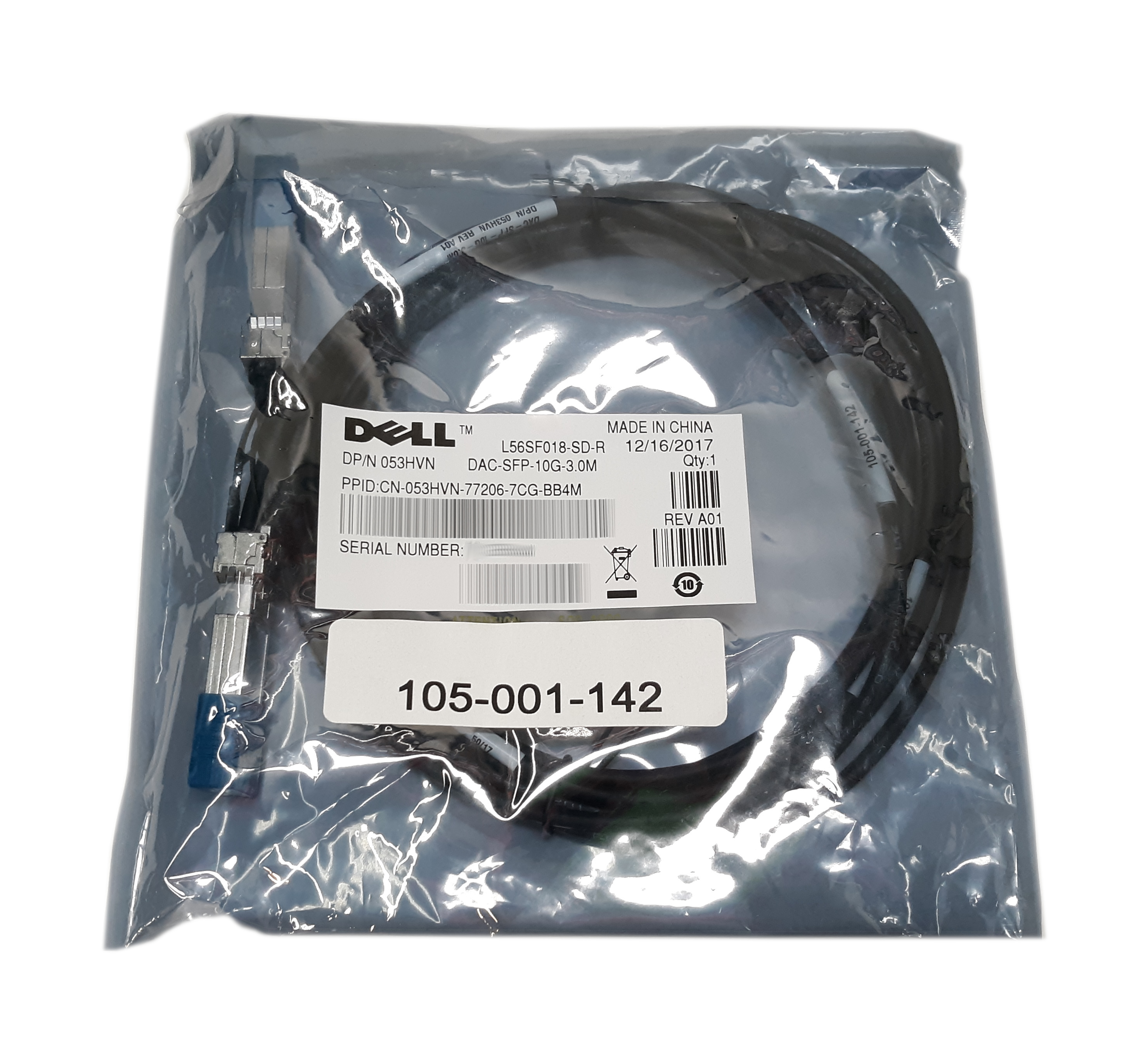 Dell Network Cable 10GBe SFP+ to SFP+ 9ft 53HVN - Click Image to Close