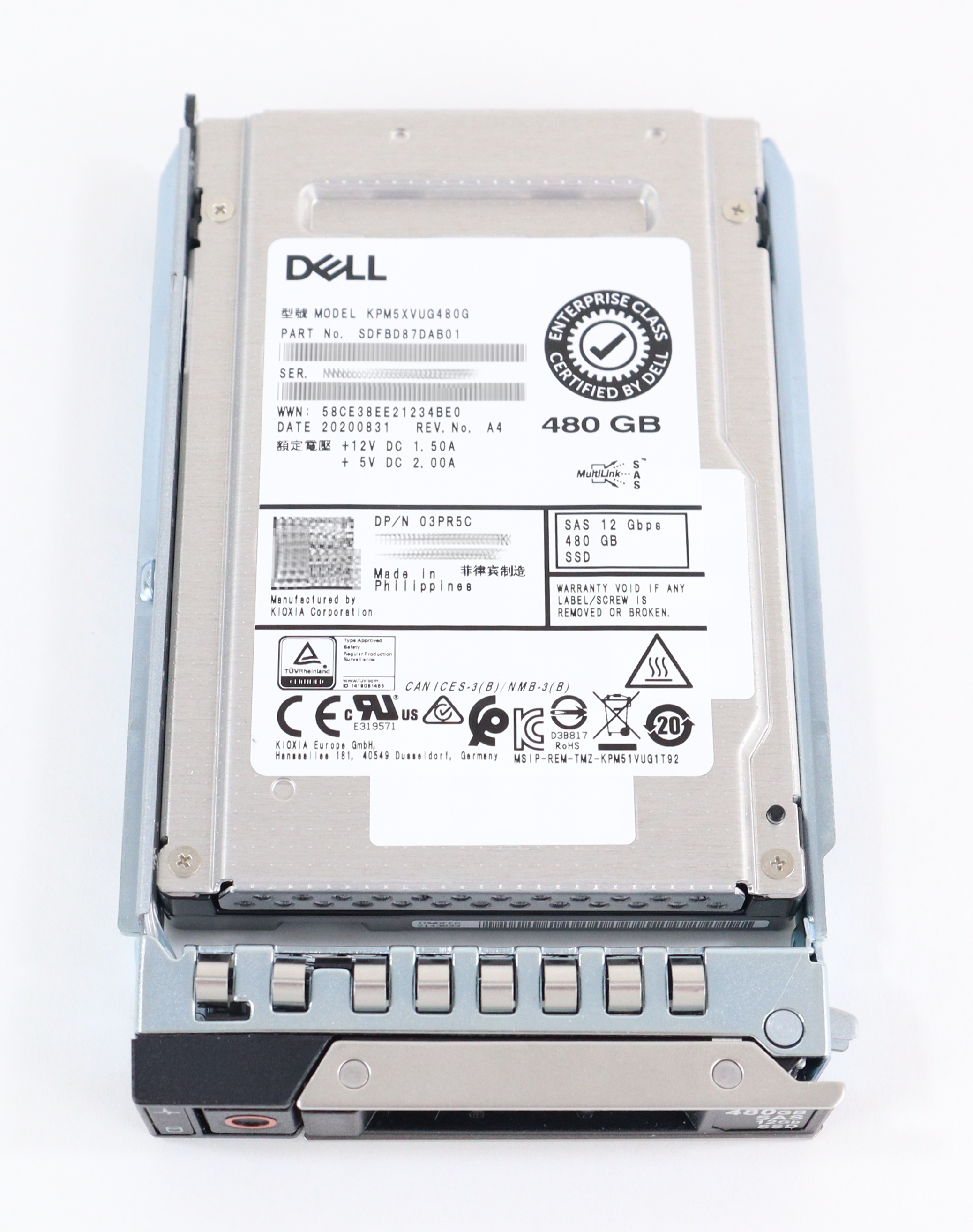 Dell Toshiba 480GB KPM5XVUG480G SDFBD87DAB01 SAS 12GB/s 2.5" SSD 400-BCLW 3PR5C