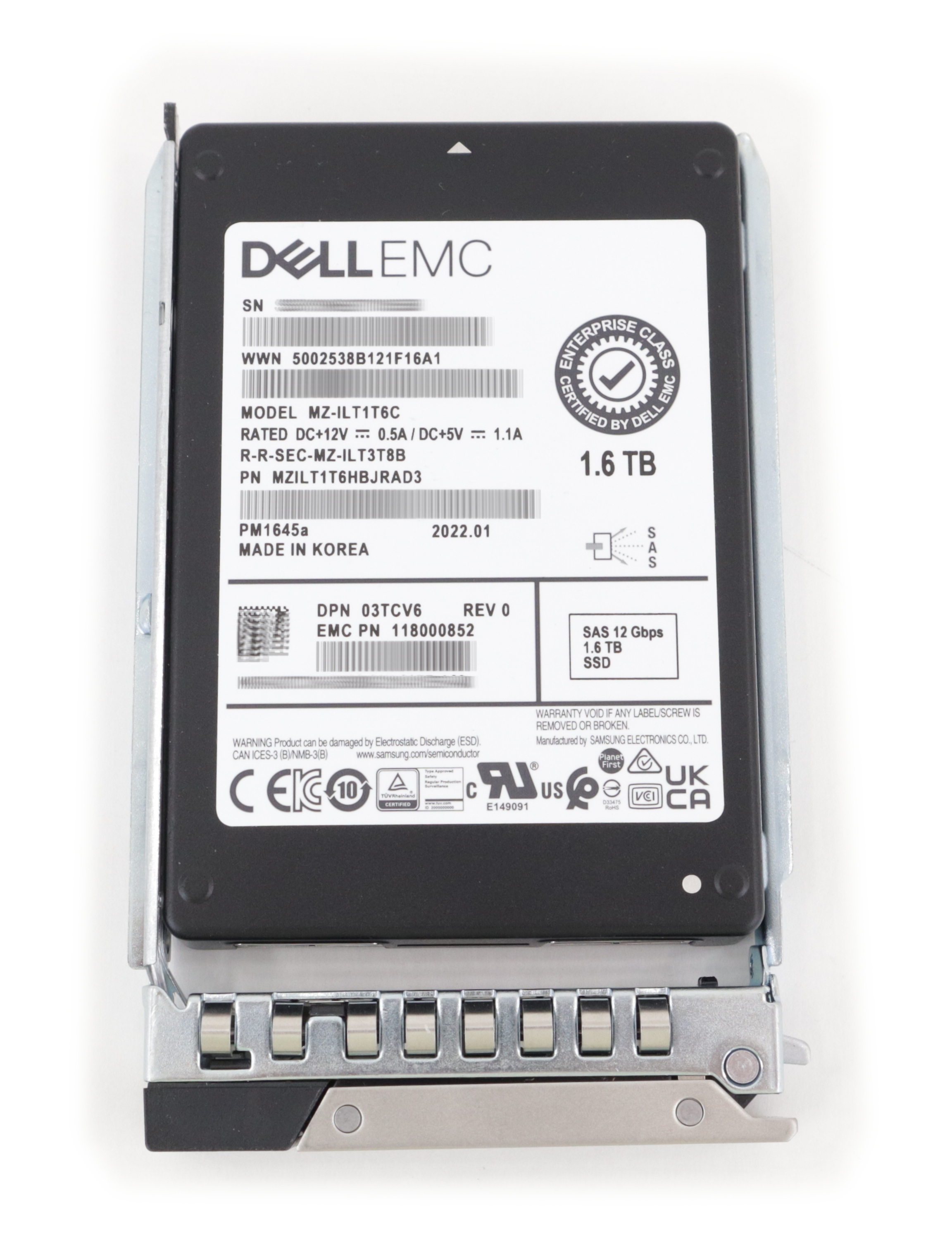 Dell EMC 1.6TB MZ-ILT1T6C PM1645a SSD SAS 12Gb/s 2.5" SFF 3TCV6 - Click Image to Close