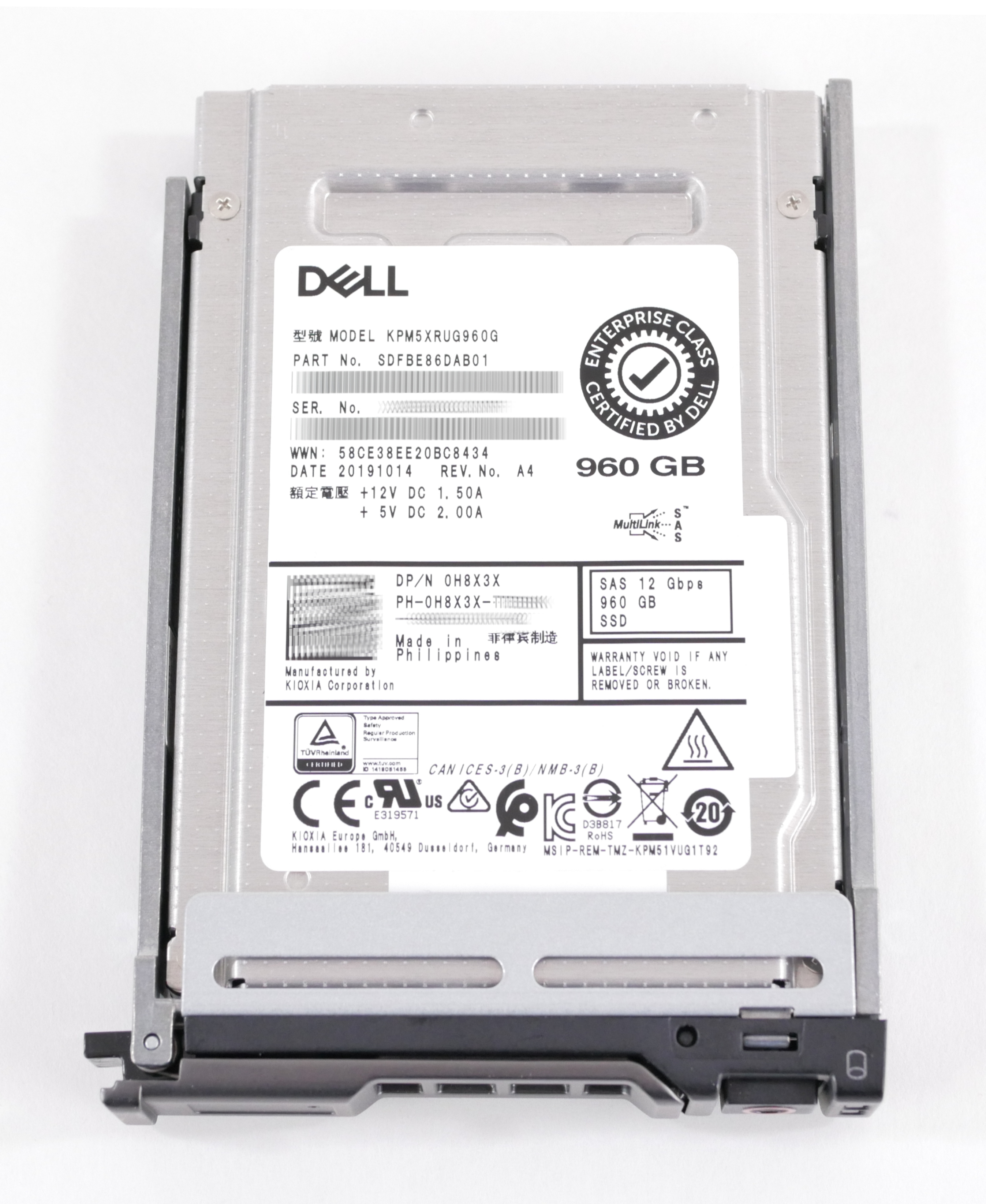 Dell Toshiba 960GB KPM5XRUG960G SDFBE86DAB01 SAS TLC 12GB/s 2.5" SD H8X3X