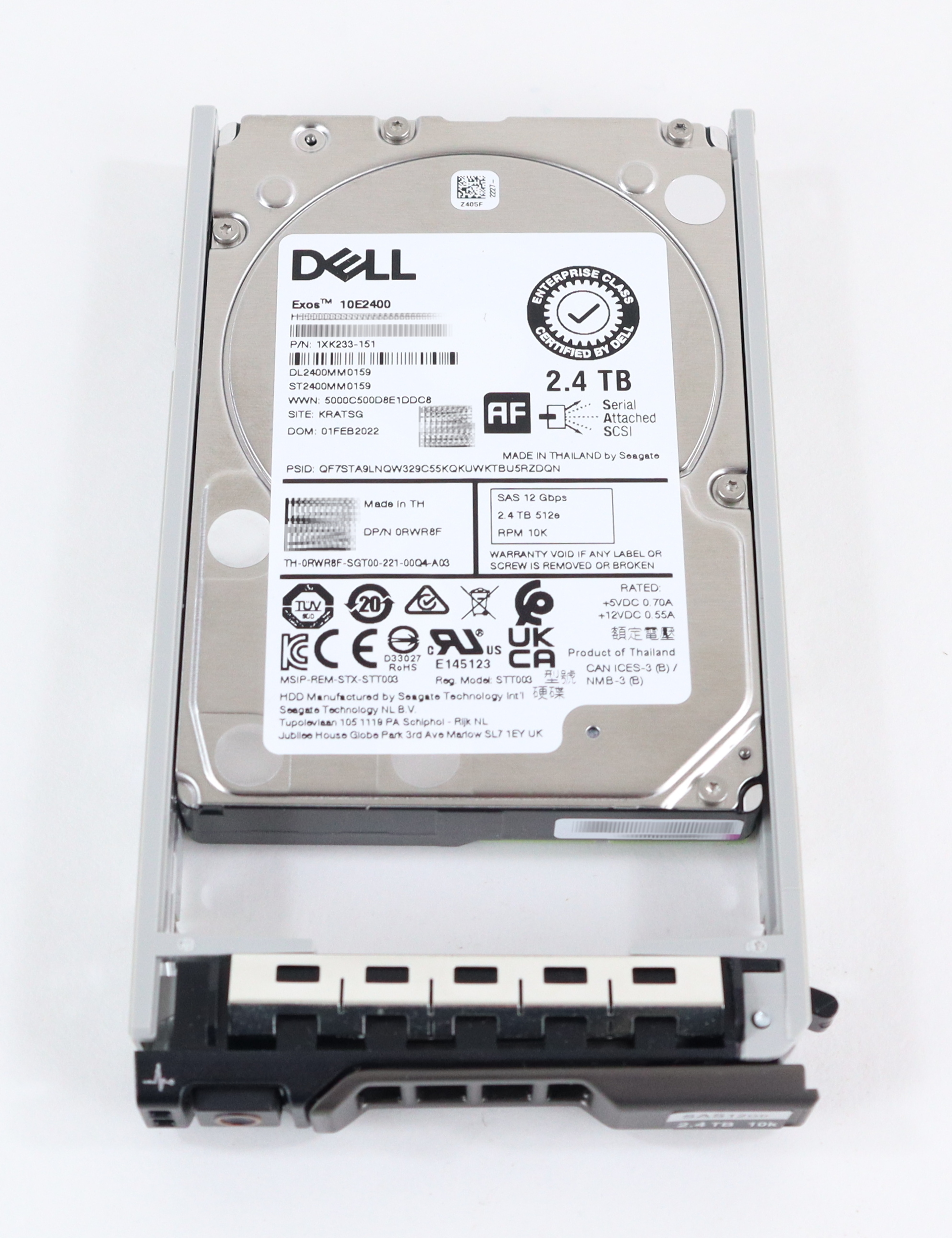Dell Seagate 2.4TB Exos 10E2400 ST2400MM0159 SAS 2.5" 1XK233-151 RWR8F 400-AUQX
