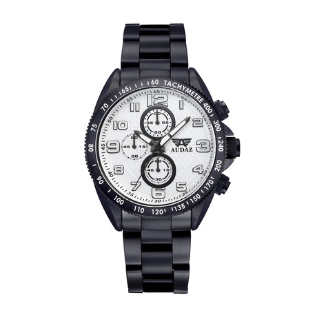 Audaz Sprinter Men's Diver Watch 45mm Textured White Dial Quartz Chronograph ADZ-2025-06