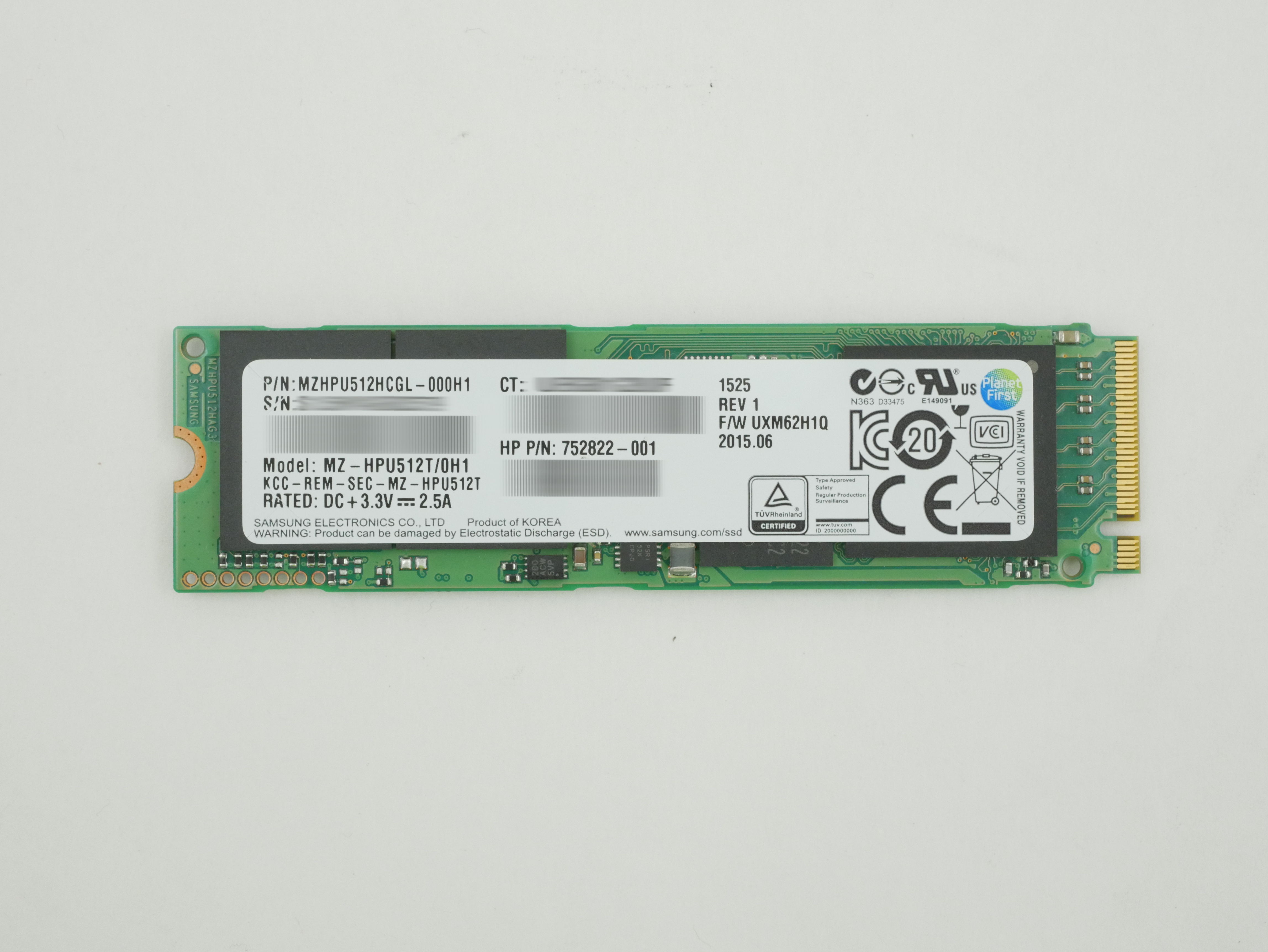 HP Samsung 512GB SSD M.2 PCI-e x4 MZHPU512HCGL-000H1 752822-001 759771-001
