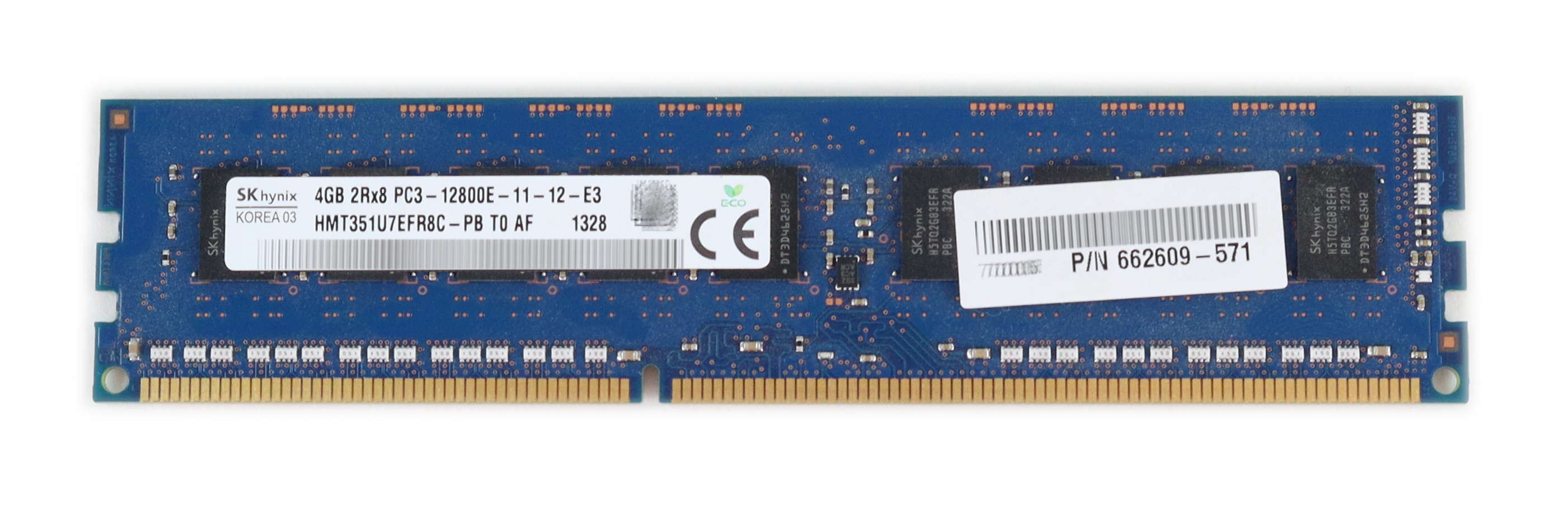 HP Hynix HMT351U7EFR8C-PB 4GB PC3-12800E DDR3-1600 ECC 240-Pin DIMM 662609-571