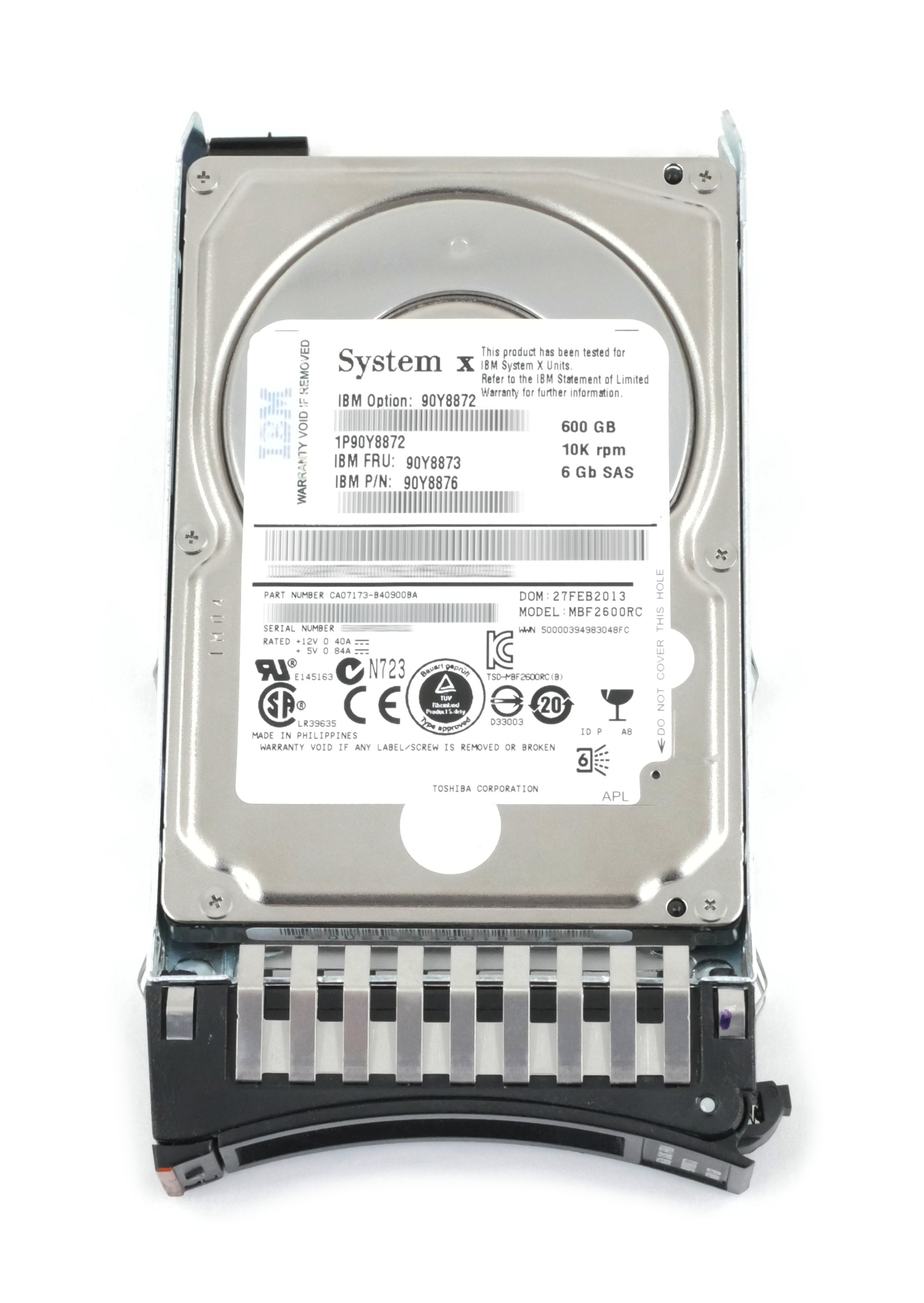 IBM Toshiba 600GB System X MBF2600RC 10K RPM SAS 6Gb/s 2.5" 90Y8873 90Y8876 - Click Image to Close