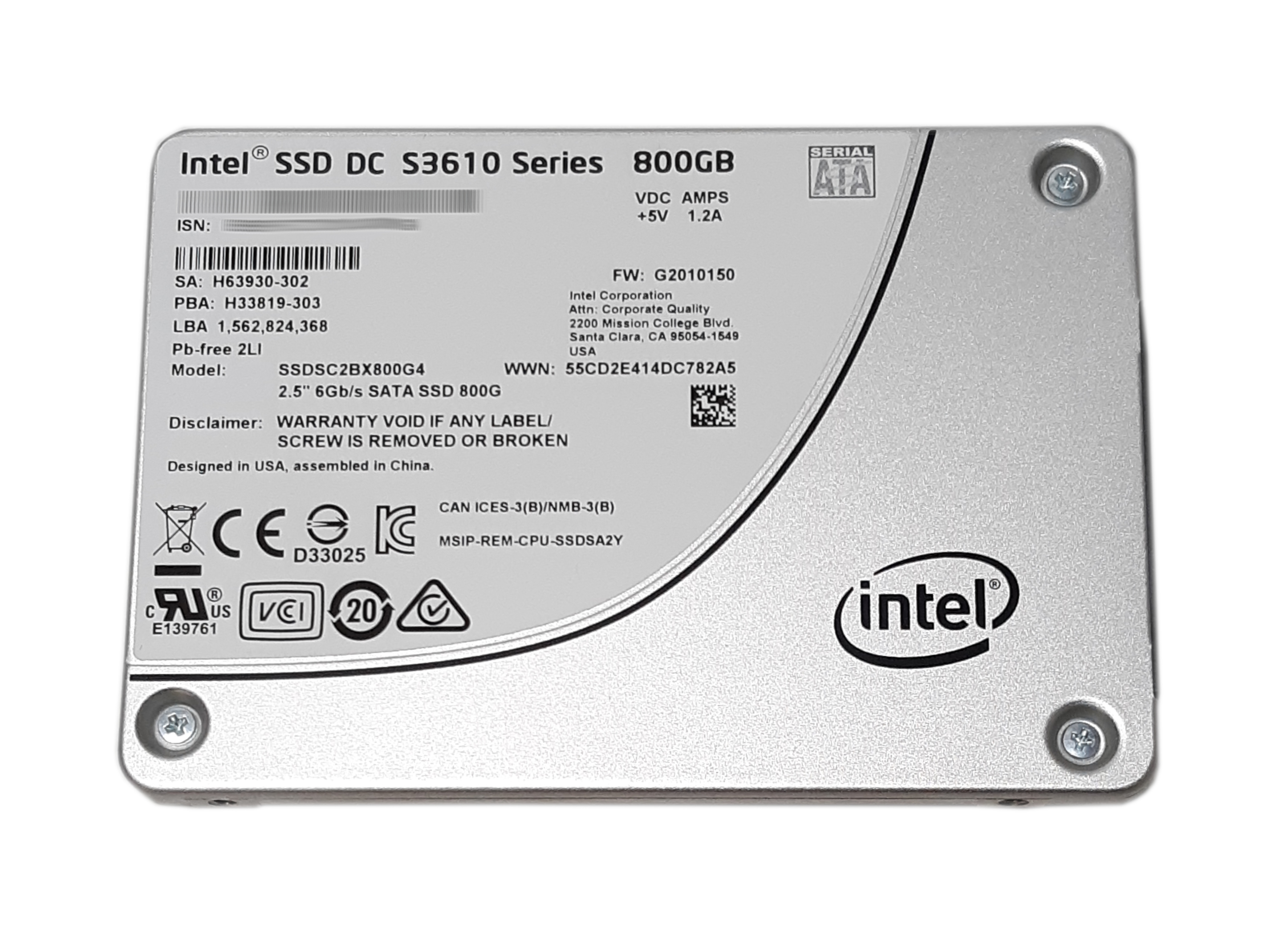 Intel SSD 800GB DC S3610 2.5" SATA 6Gb/s SSDSC2BX800G4 - Click Image to Close