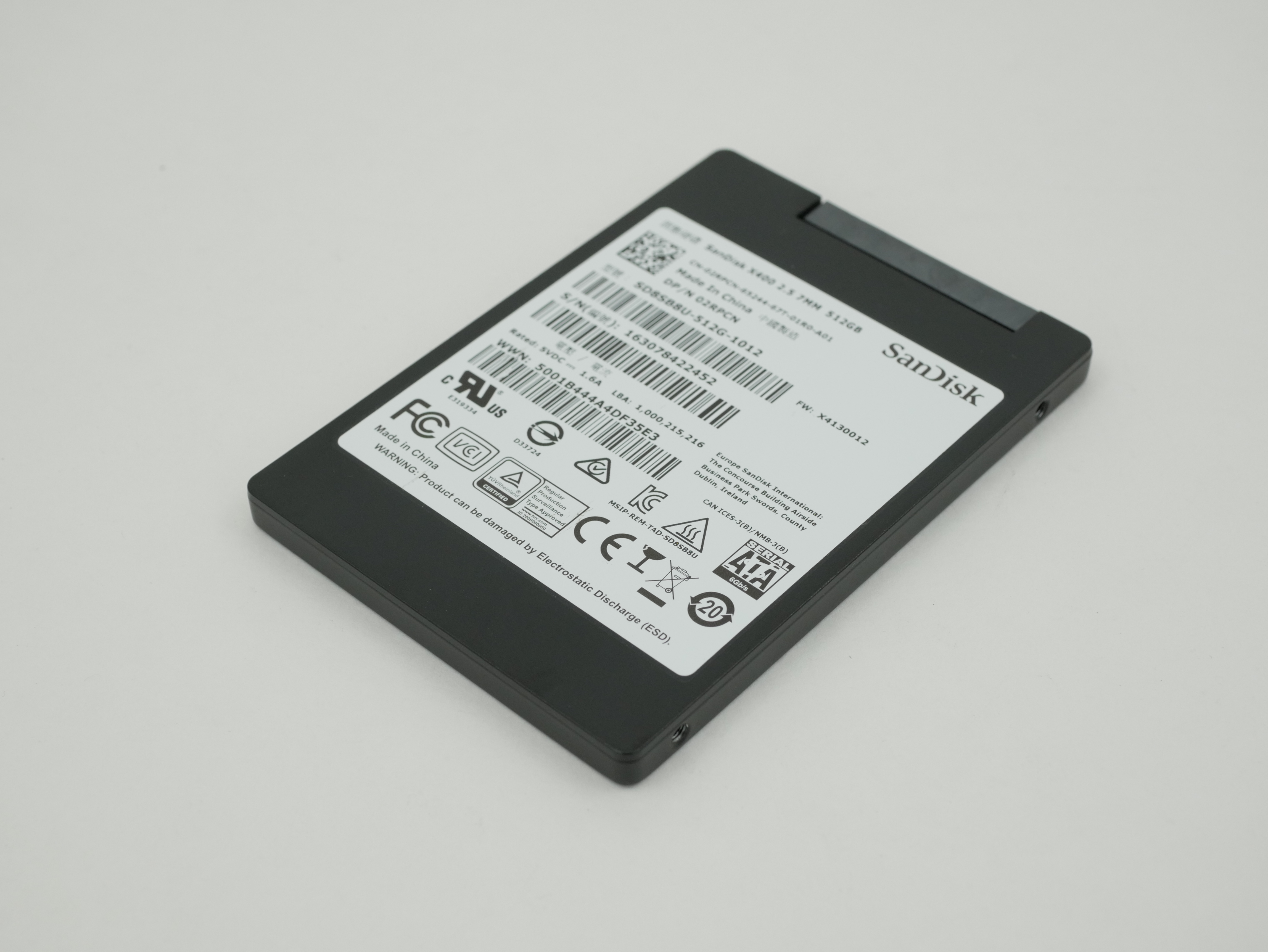 Dell SanDisk X400 512GB SSD SATA 2.5" SD8SB8U-512G-1012 02RPCN 2RPCN