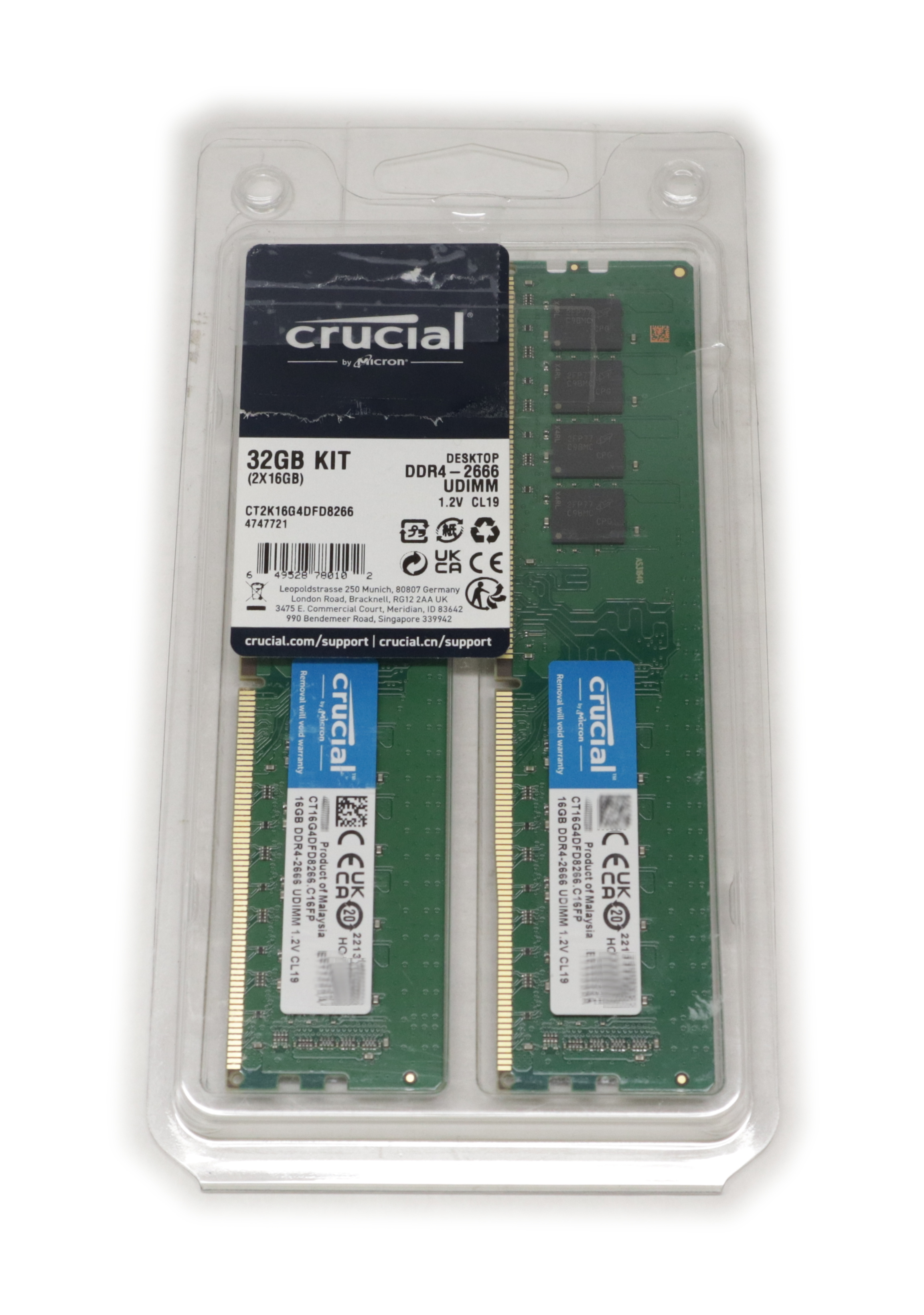 Crucial 32GB (2x16GB) CT216G4DFD8222266 DDR4 2666Mhz DIMM CT16G4DFD8266.C16FP - Click Image to Close