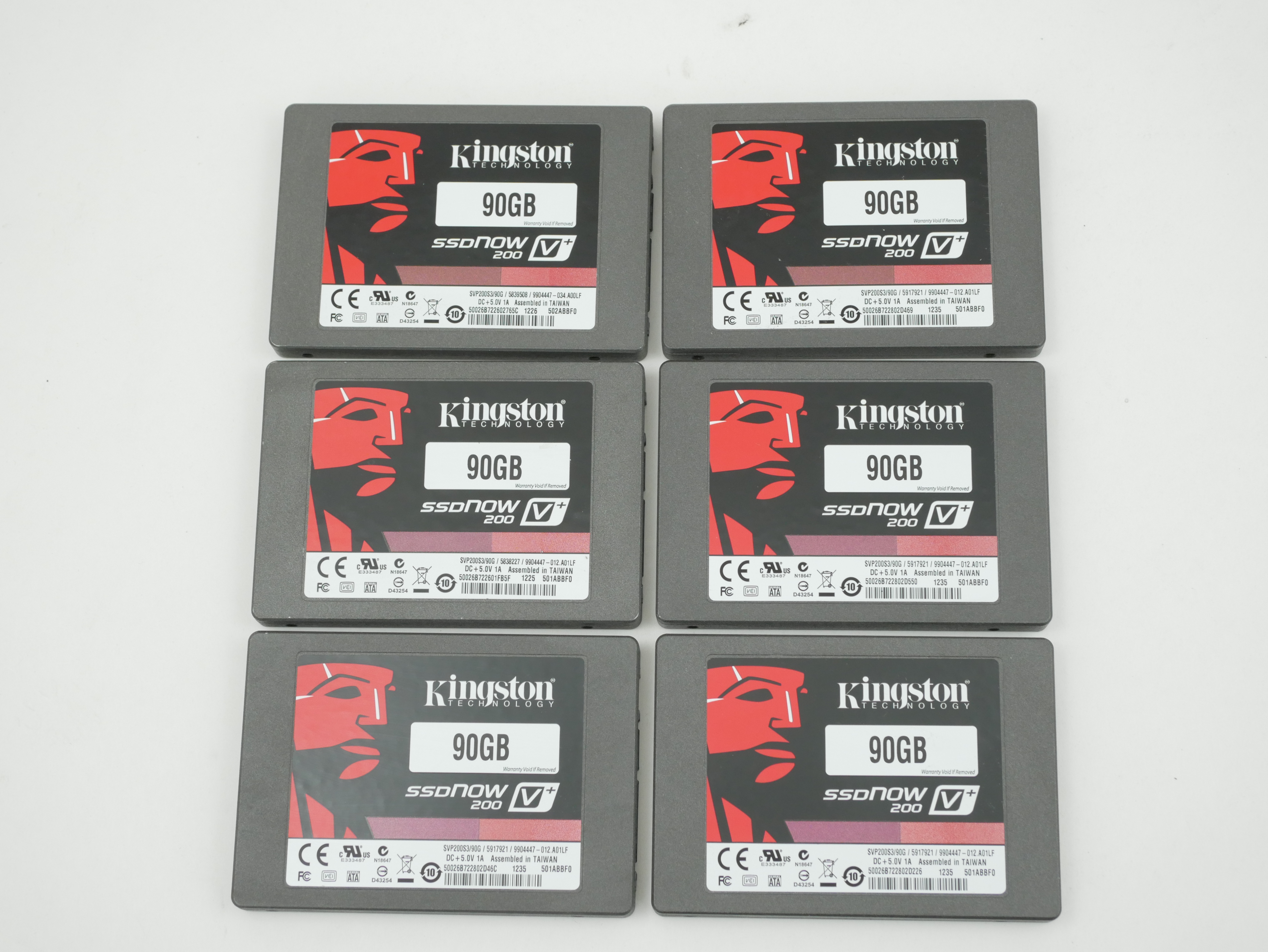 LOT of 6 Kingston 90GB SSDnow 200 V+ 2.5" SATA III SSD SVP200S3/90G