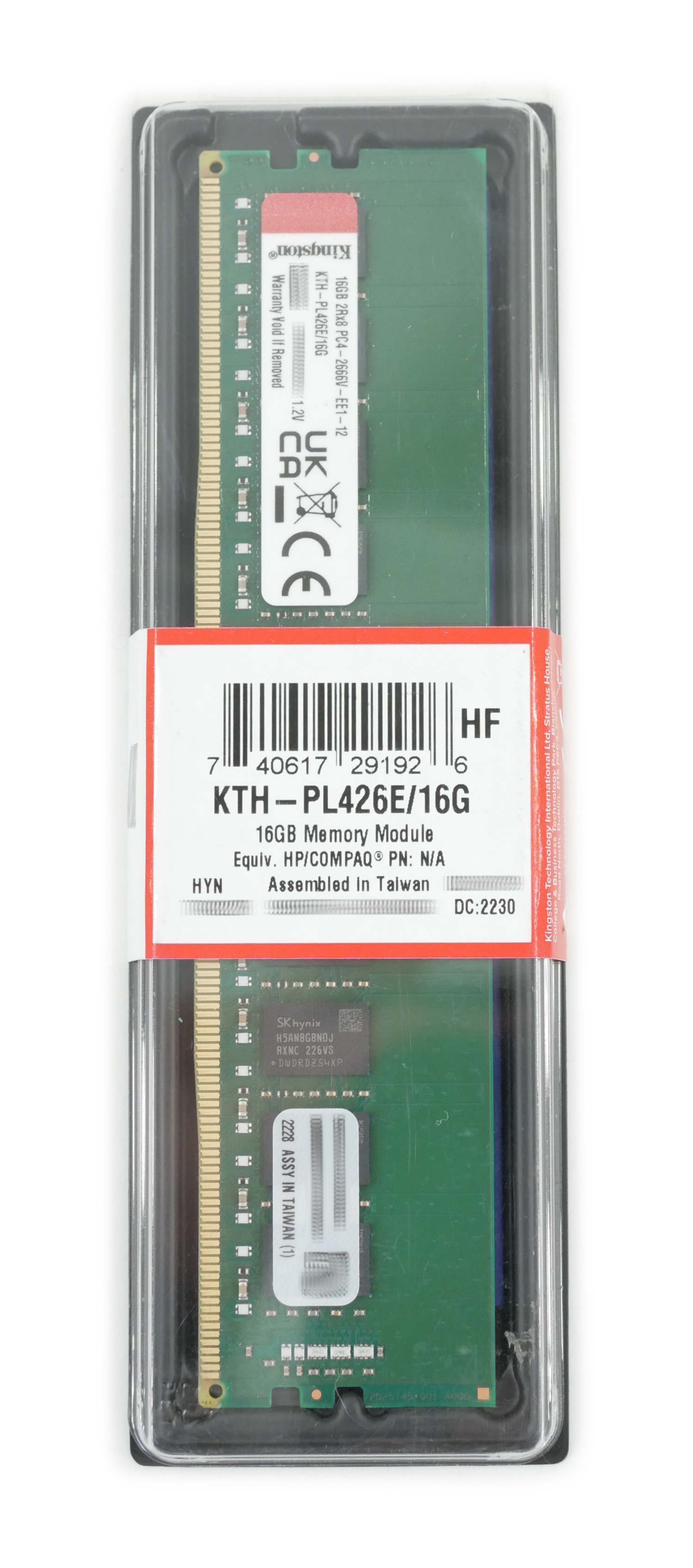 Kingston 16GB KTH-PL426E/16G PC4-2666V Dimm 288pin ECC Unbuffered 1.2V ...