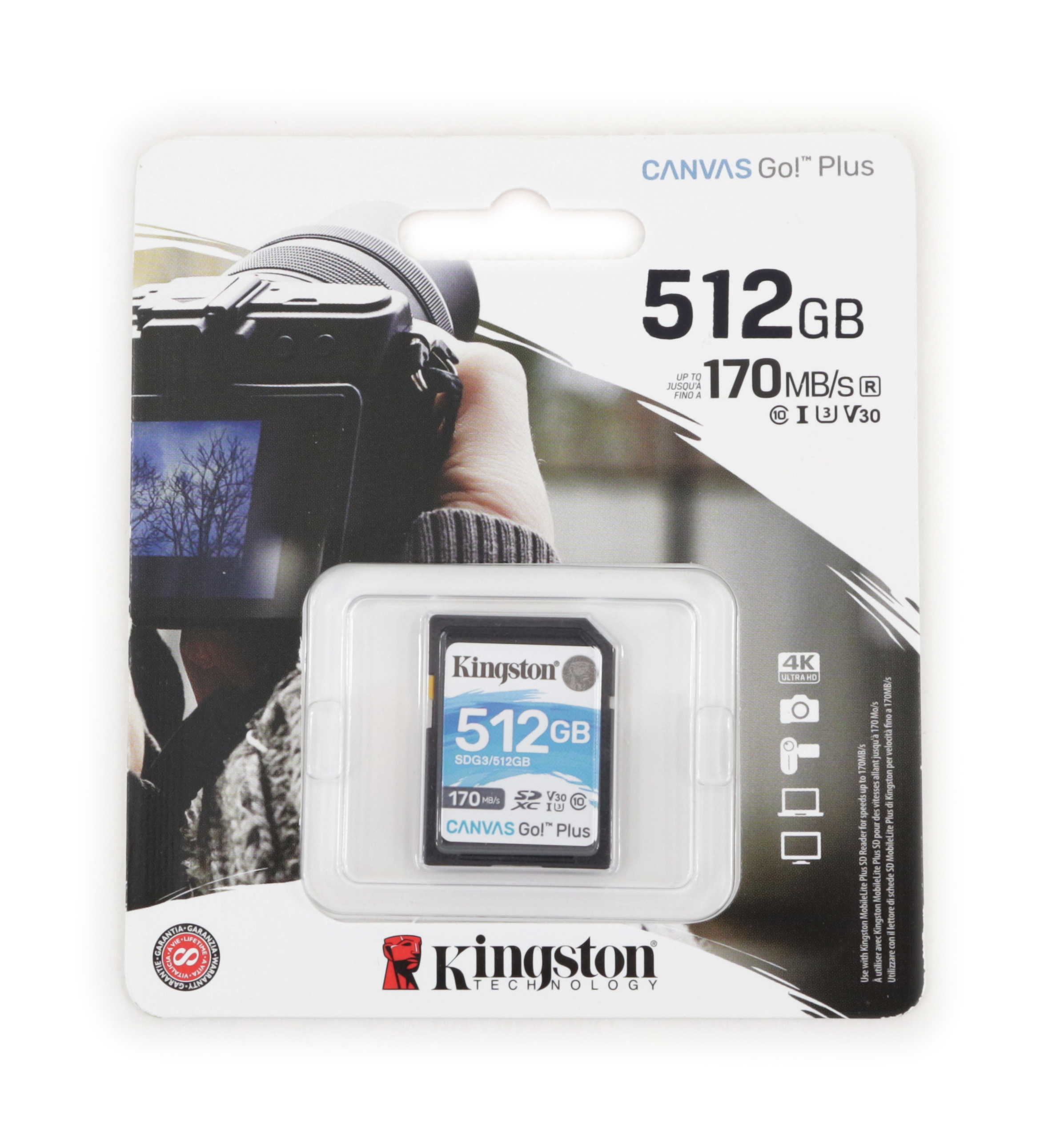Kingston Canvas Go Plus 512GB C10 U3 V30 Flash Memory Card SDXC UHS-I SDG3/512GB
