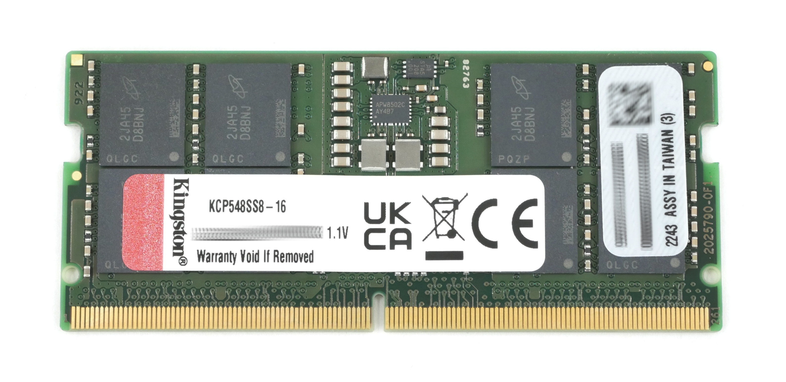 Kingston 16GB KCP548SS8-16 DDR5 4800MHz SoDIMM 262pin No-ECC Unbuffered 1.1V