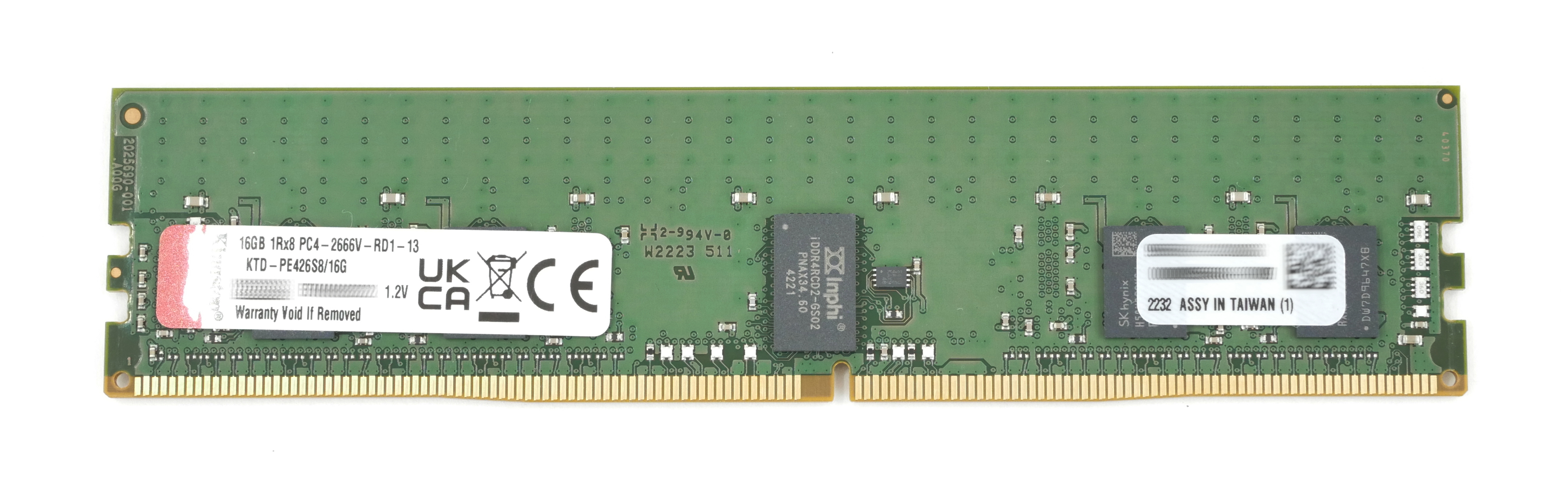 Kingston 16GB KTD-PE426S8/16G PC4-2666V DDR4 21300 Reg 1.2v ECC - Click Image to Close