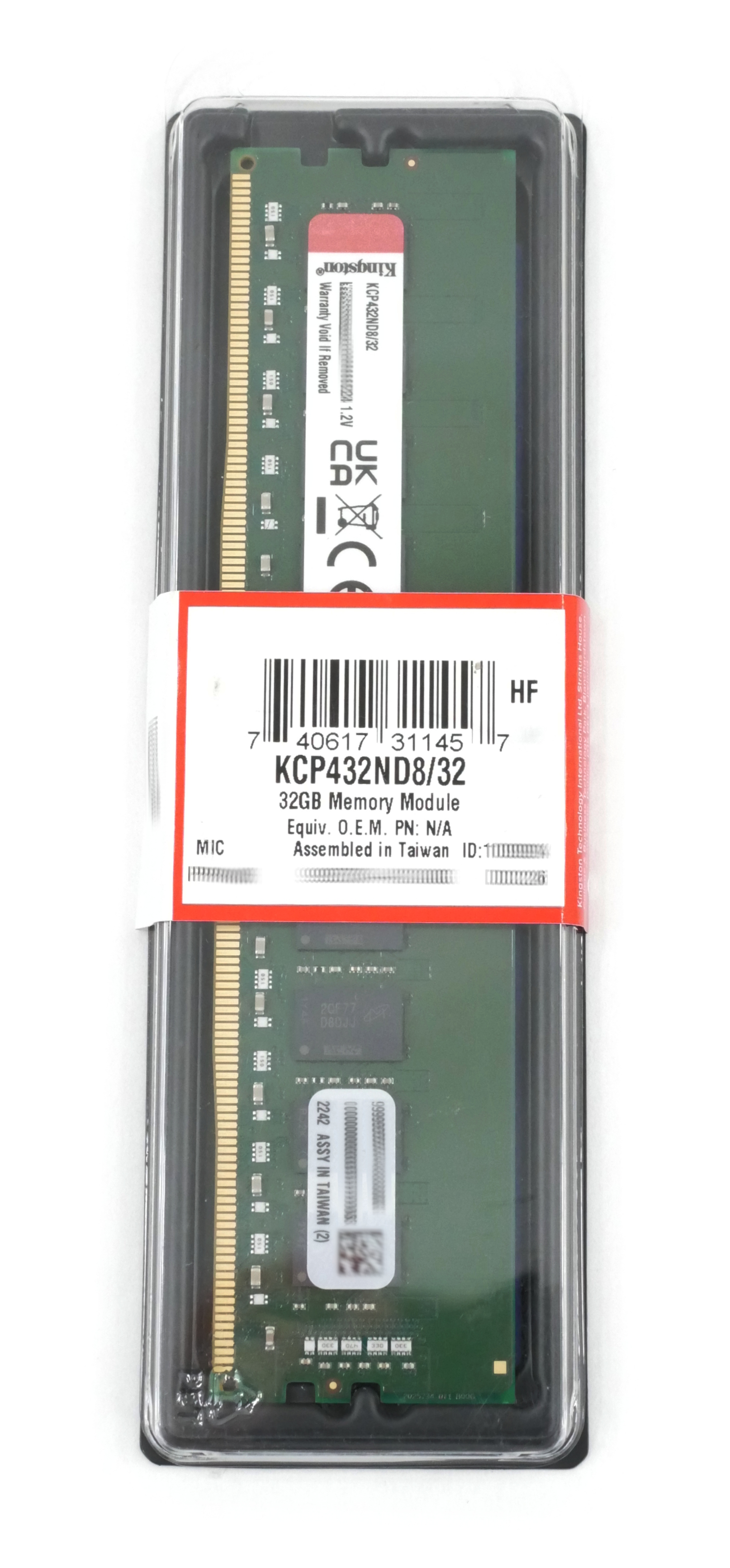 Kingston 32GB KCP432ND8/32 3200MHz Dimm 288pin Non-ECC 1.2V Desktop Memory