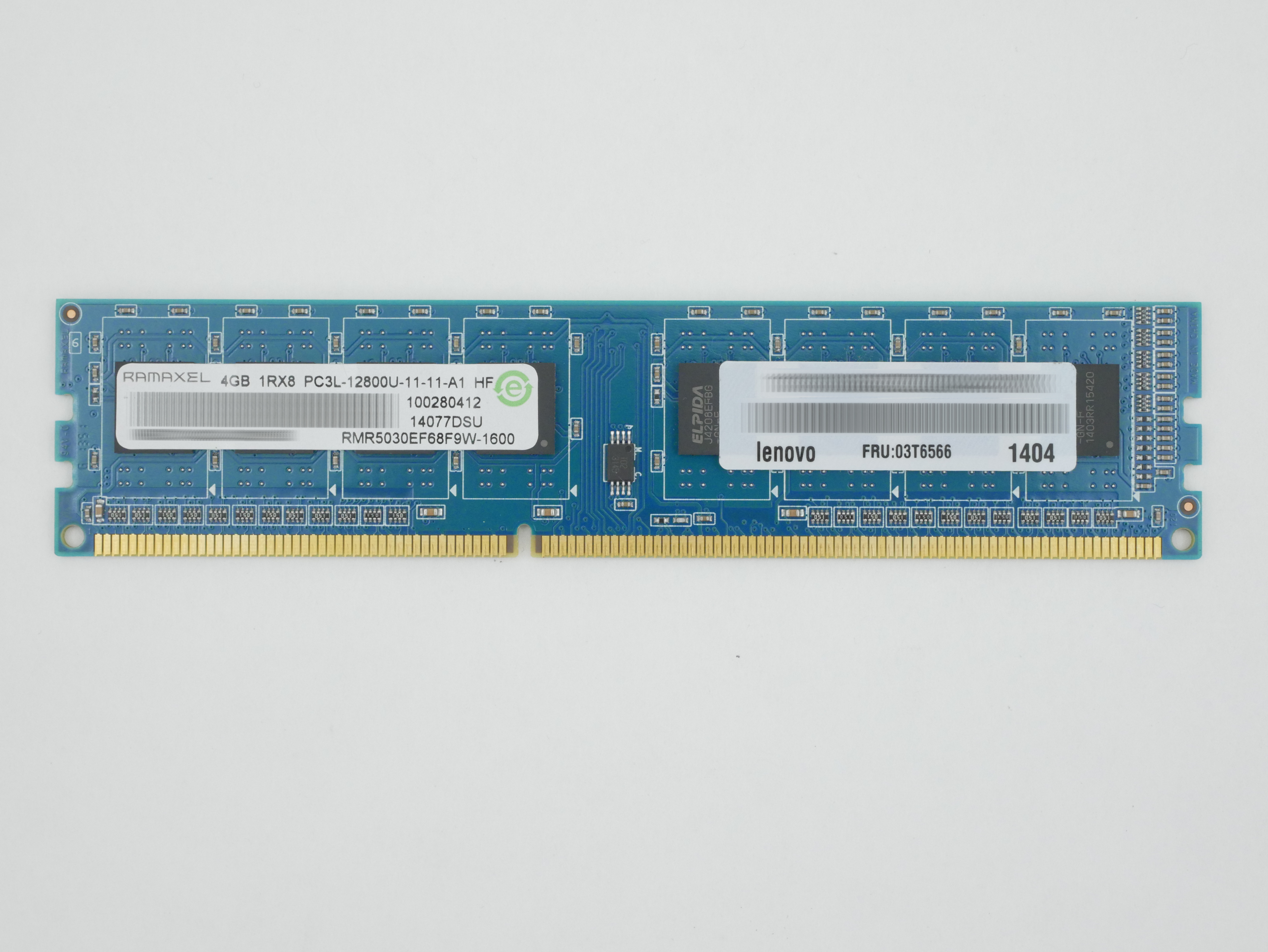 IBM Ramaxel 4GB PC3-12800U DDR3-1600MHz 240-Pin RMR5030EF68F9W-1600 03T6566