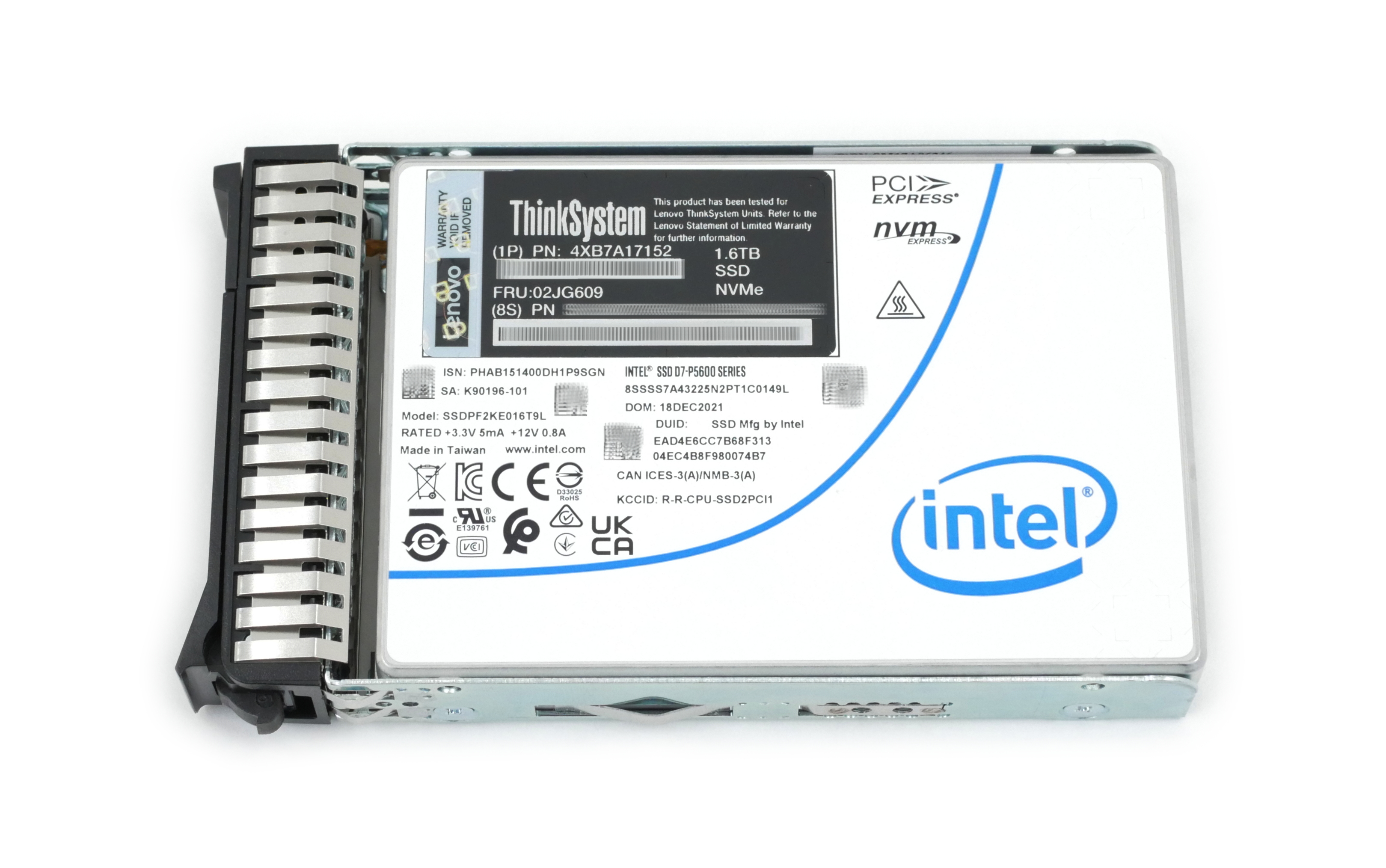 Lenovo Intel 1.6TB D7-P5600 SSDPF2KE016T9L SSD U.2 NVMe 2.5" 4XB7A17152 02JG609 - Click Image to Close