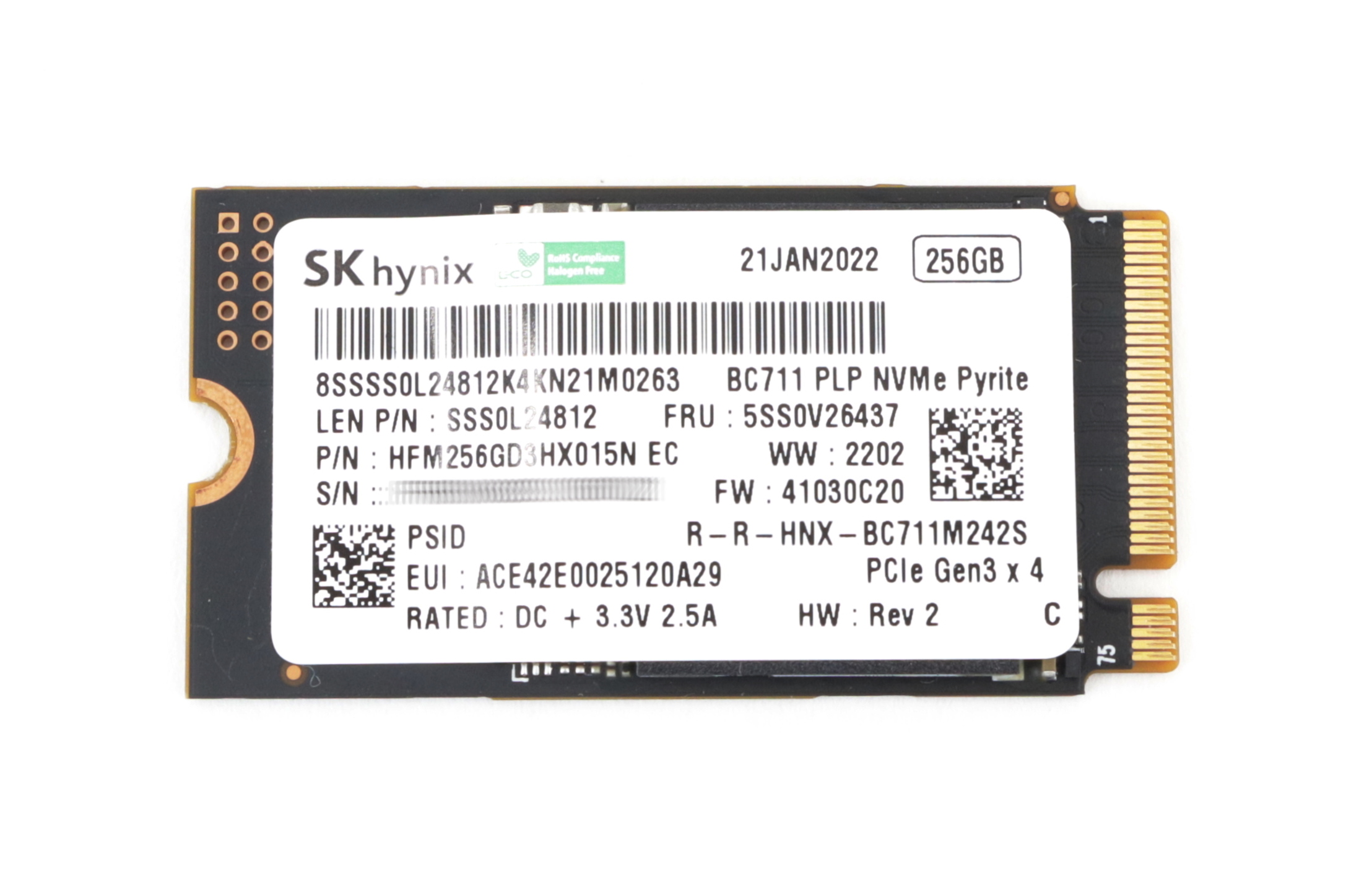 Hynix GC711 256GB HFM256GD3HX015N SSD M.2 NVMe PCIe Gen3 x4 5SS0V26437 - Click Image to Close