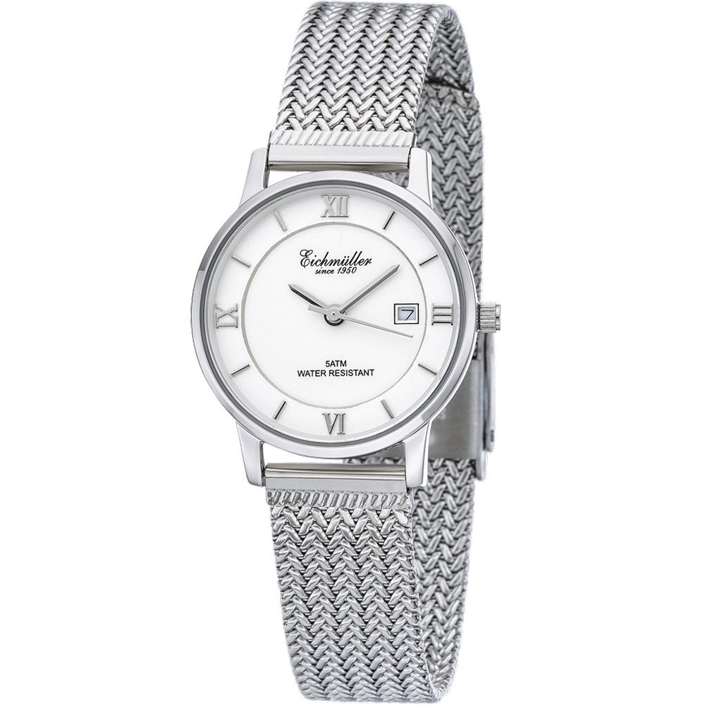 Eichmuller DAU-quartz-flat steel Miyota 1M12 30mm Ladies German Watch White Dial 3256-02 - Click Image to Close