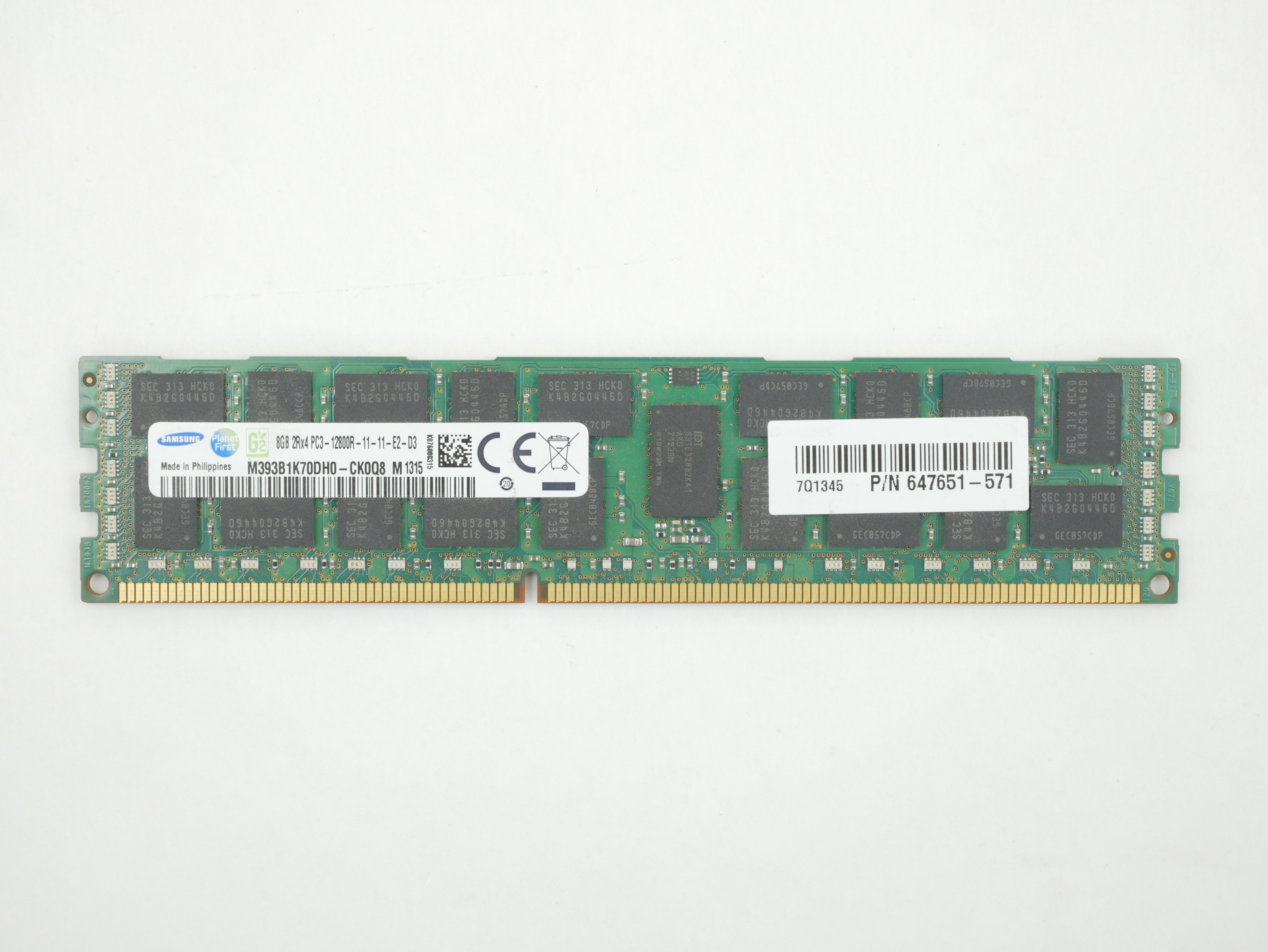 HP 8GB PC3-12800R DDR3-1600MHz ECC Registered M393B1K70DH0-CK0Q8 647651-571