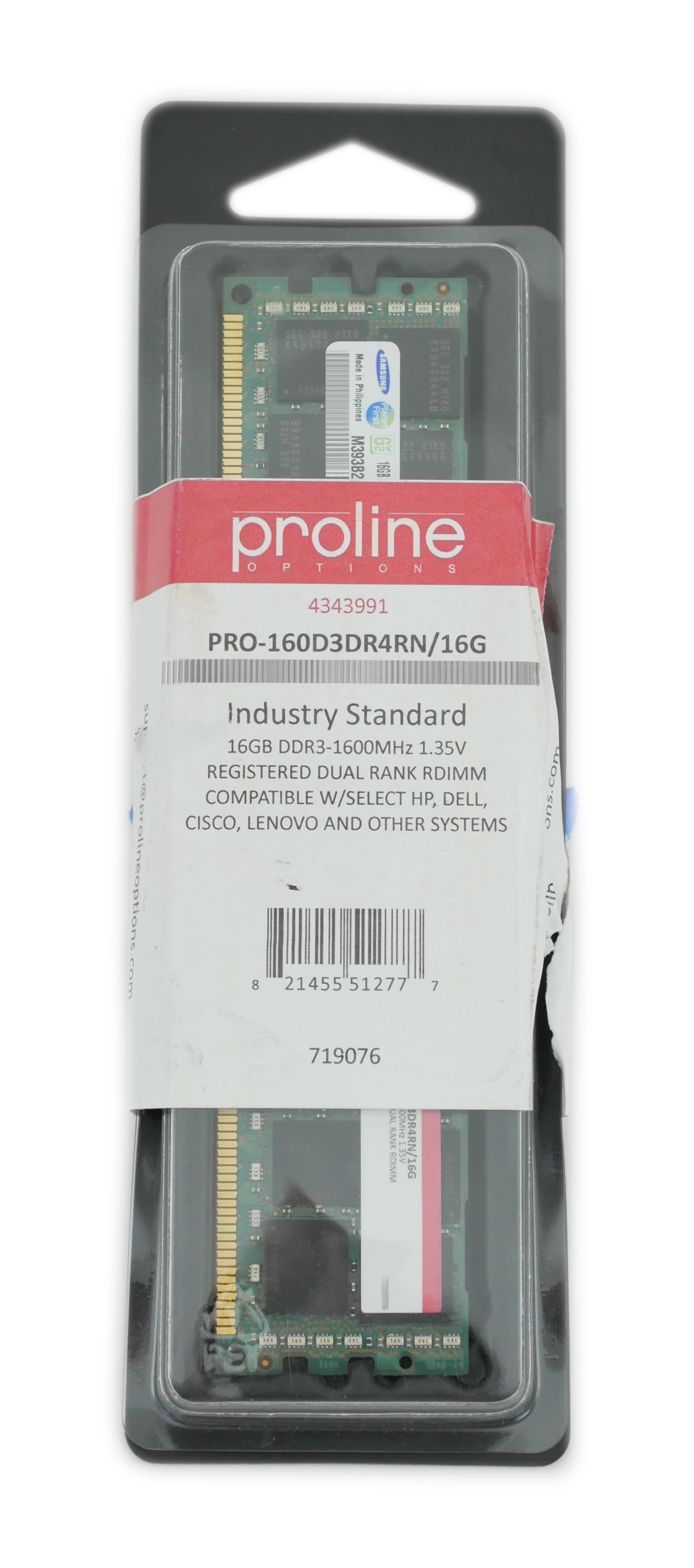 Proline 16GB M393B2G70BH0-YK0 PRO-160D3DR4RN/16G DDR3 1600 DIMM 240pin Reg ECC - Click Image to Close