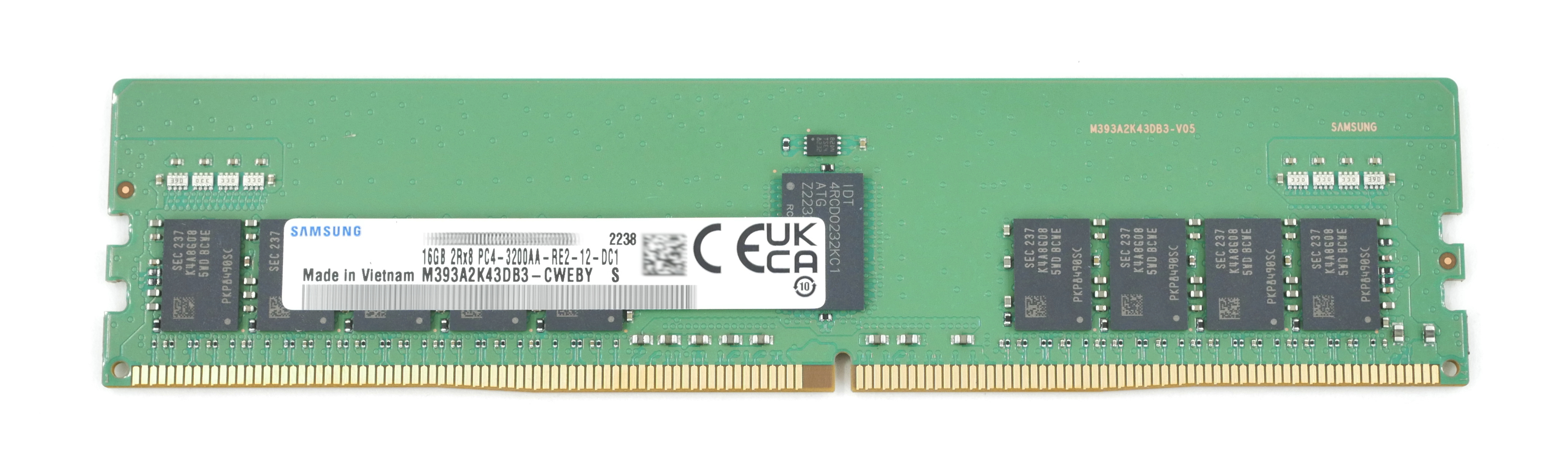 Samsung 16GB PC4-3200AA DDR4 25600 Dimm 288pin ECC Reg 1.2V M393A2K43DB3-CWE - Click Image to Close