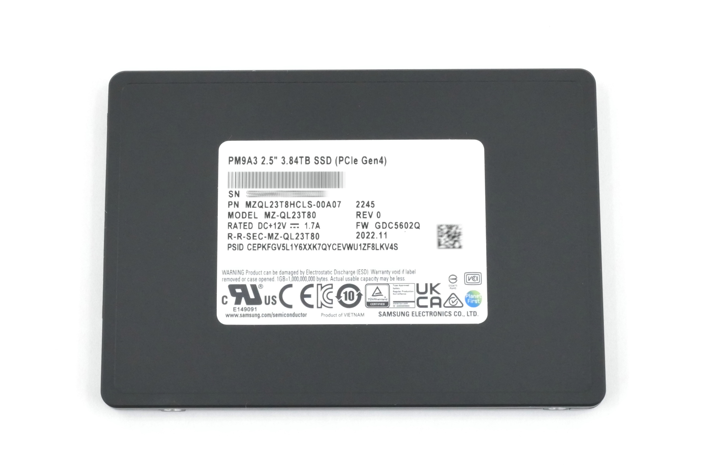 Samsung PM9A3 3.84TB MZ-QL23T80 SSD U.2 PCI-e 4 NVMe 256bit MZQL23T8HCLS-00A07 - Click Image to Close