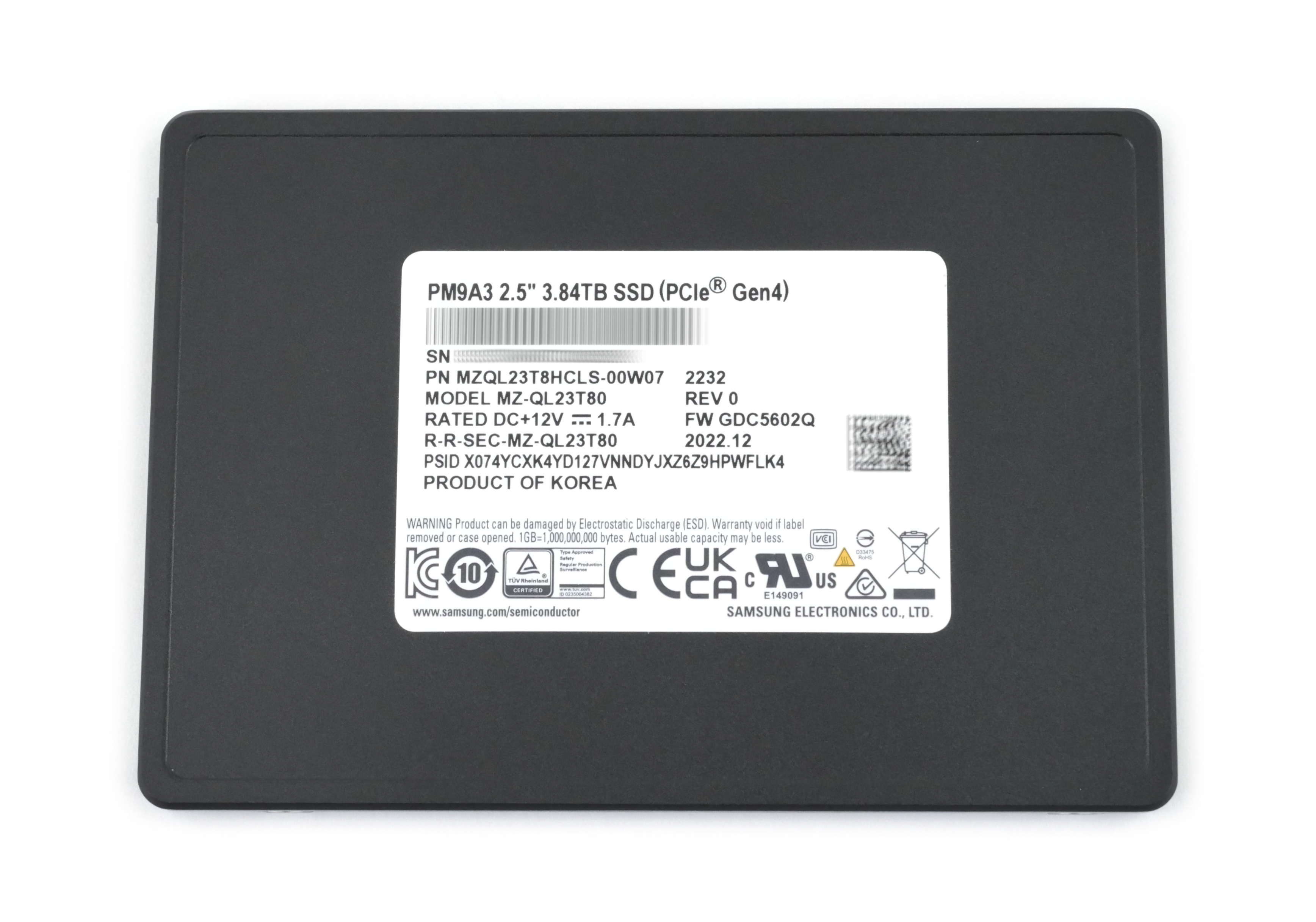 Samsung PM9A3 3.84TB MZ-QL23T800 SSD U.2 PCIe Gen4 NVMe 2.5" MZQL23T8HCLS-00W07 - Click Image to Close