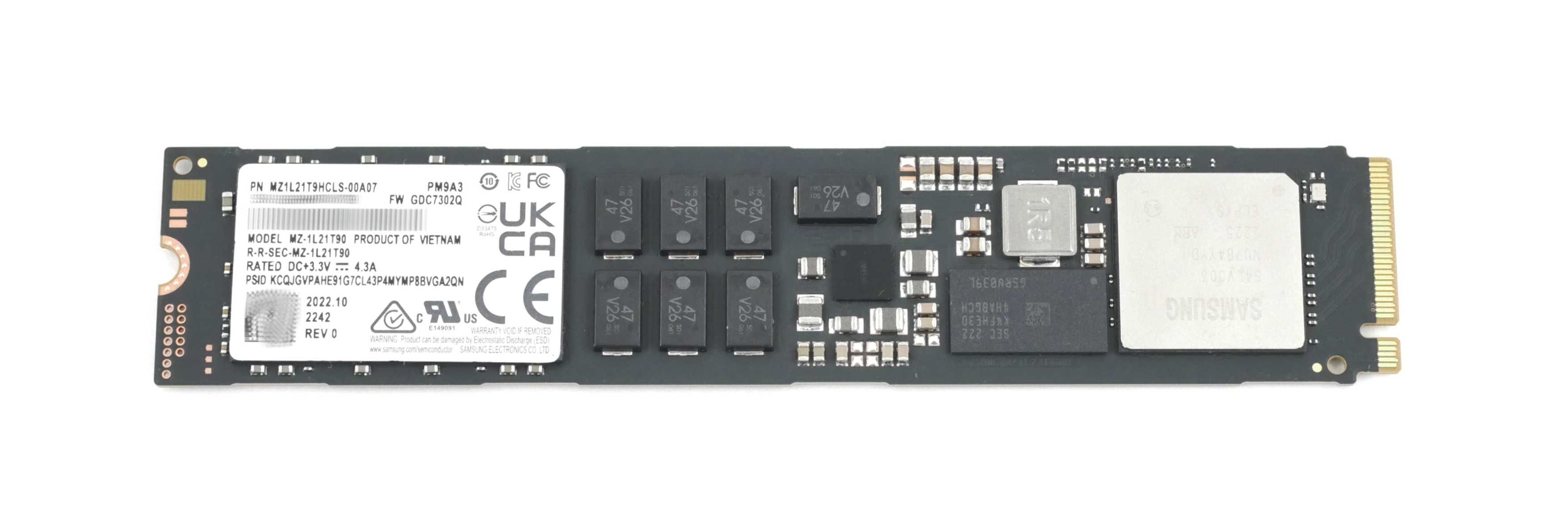 Samsung 1.92TB MZ1L21T9HCLS SSD M.2 22110 PCIe 4.0 x4 NVMe PM9A3