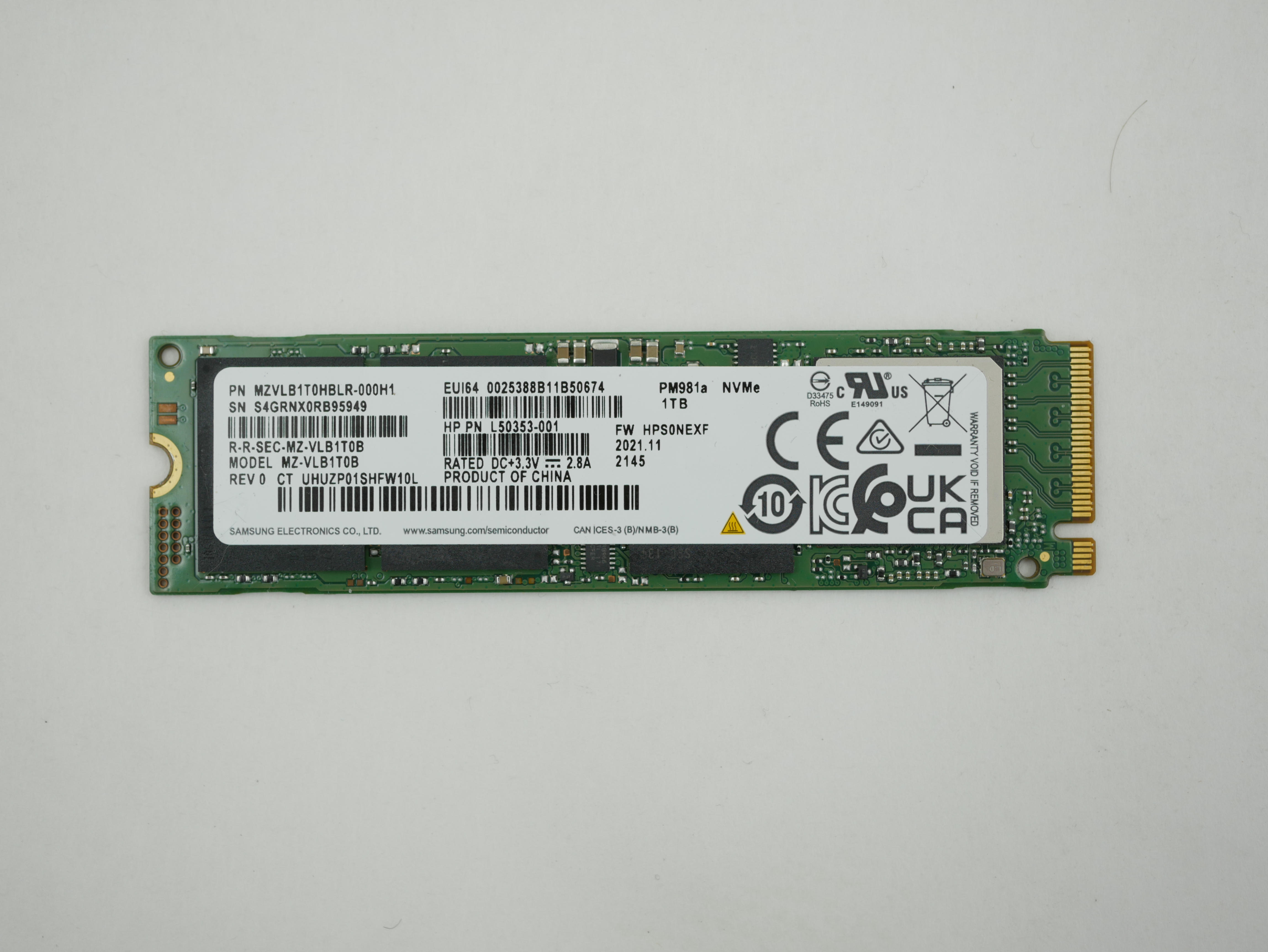 HP Samsung 1TB 970 EVO Plus V-Nand SSD NVMe M.2 MZVLB1T0HBLR L50353-001