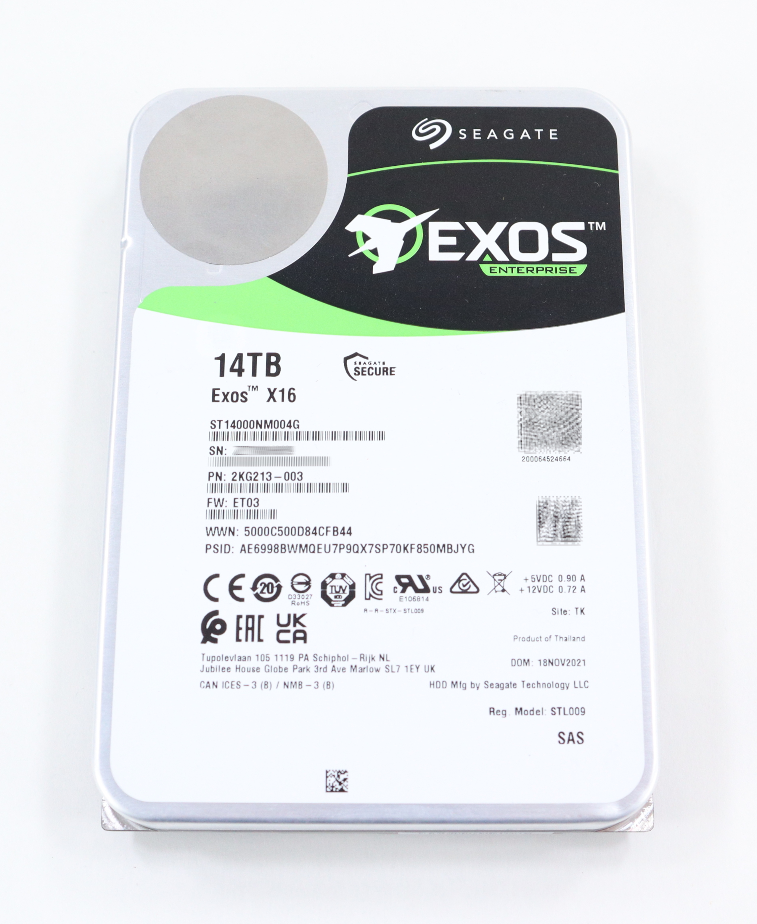 Seagate Exos x16 Enterprise 14TB ST14000NM004G 7200 SAS 256MB 3.5" 2KG213-003