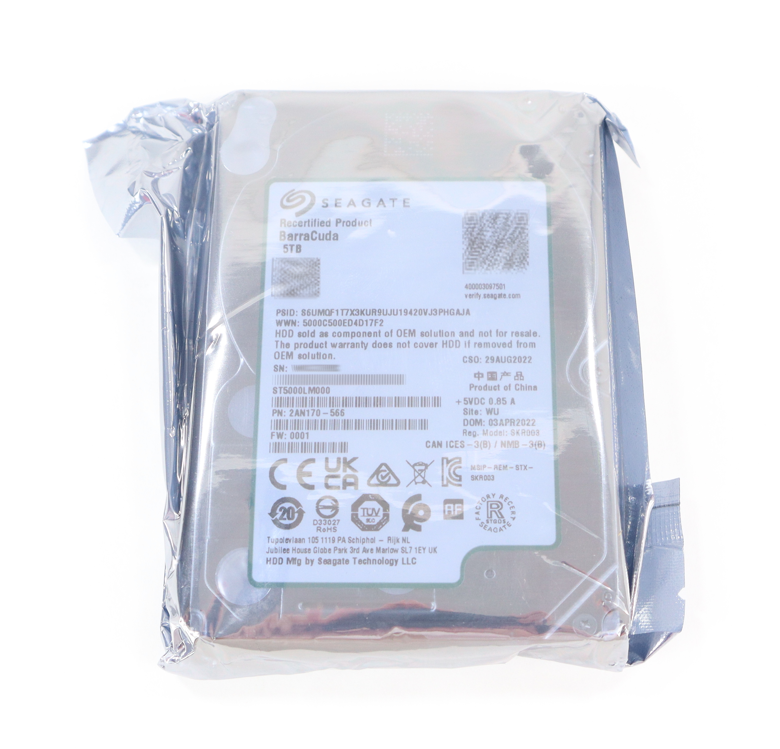 Seagate Barracuda 5TB ST5000LM000 5.4K RPM SATA 6GB/s 2AN170-566 2.5"