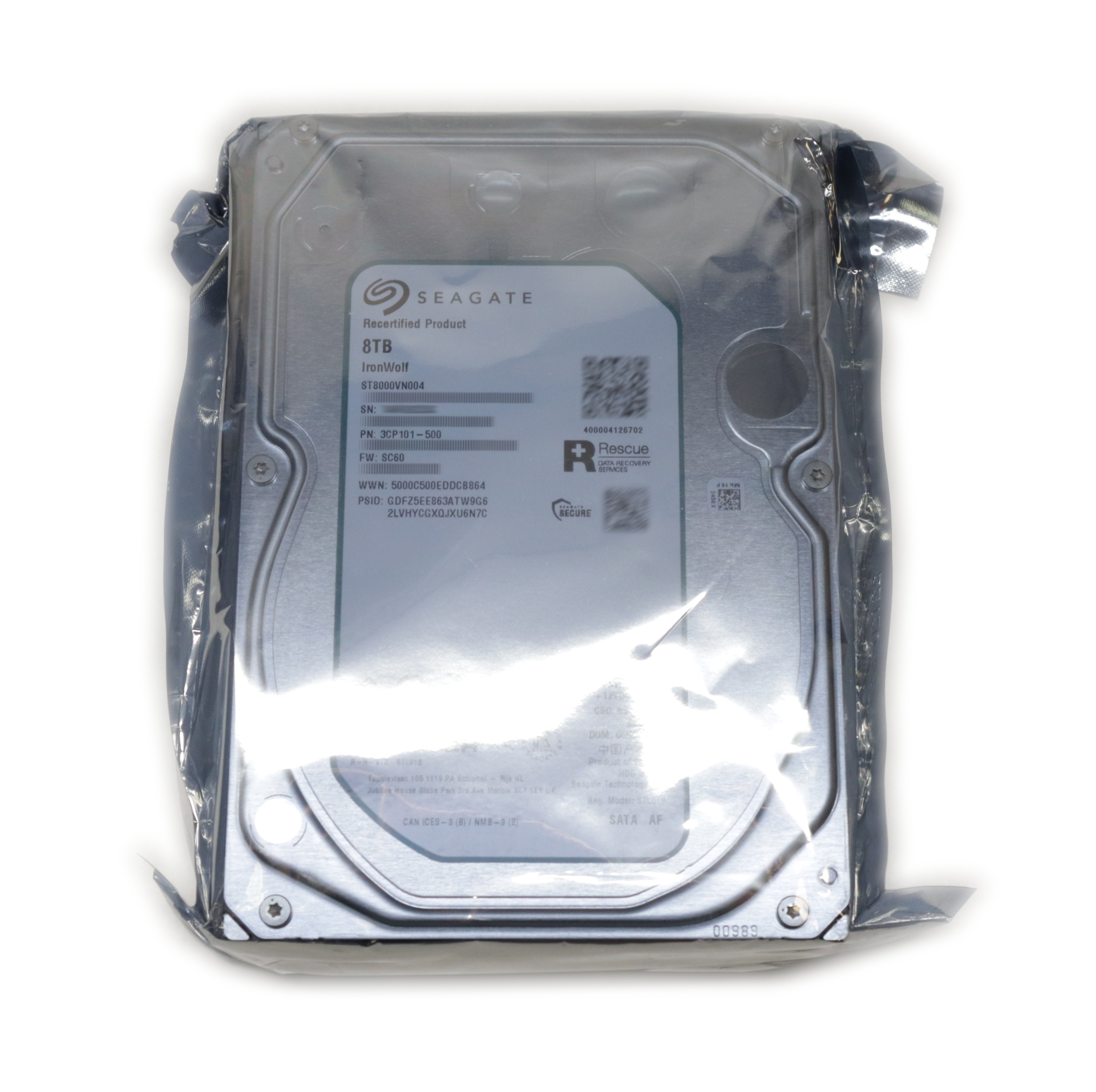 Seagate IronWolf NAS 8TB ST8000VN004 7200 RPM SATA 6Gb/s 3.5" 3CP101-500