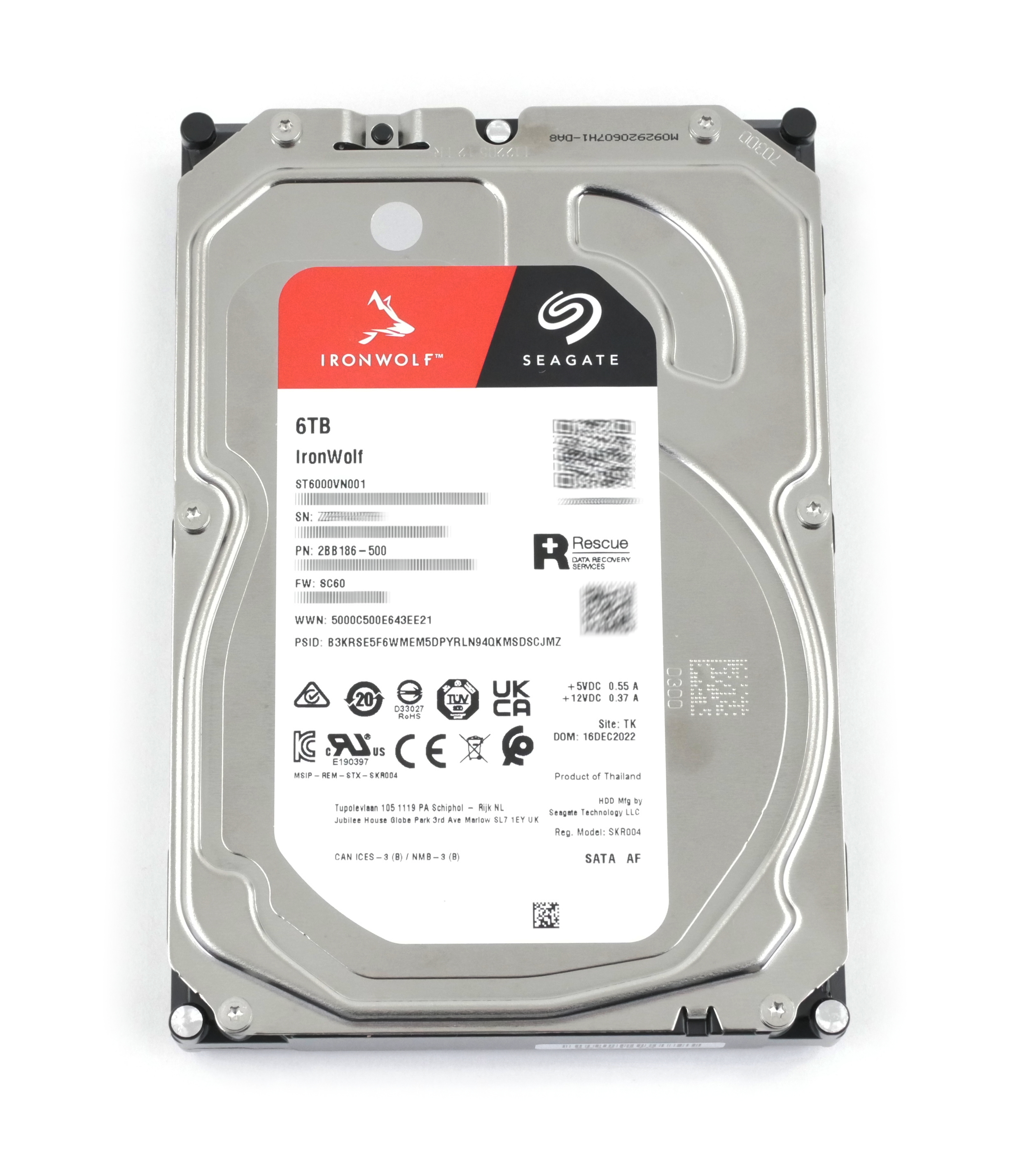 Seagate Ironwolf 6TB ST6000VN001 SATA 6Gb/s 5400 RPM 3.5" 2BB186-500