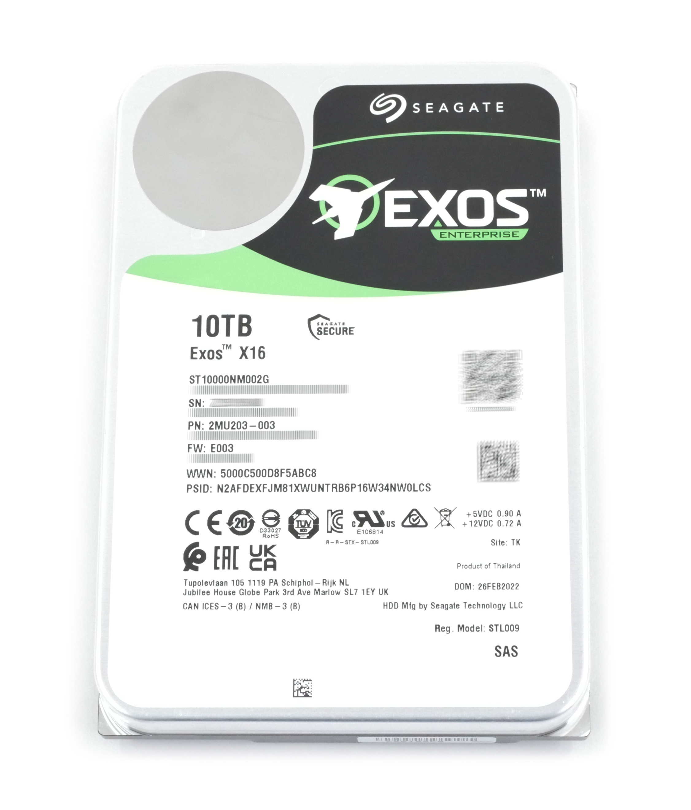 Seagate Exos X16 Enterprise 10TB ST10000NM002G 7200 RPM SAS 3.5" 2MU203-003