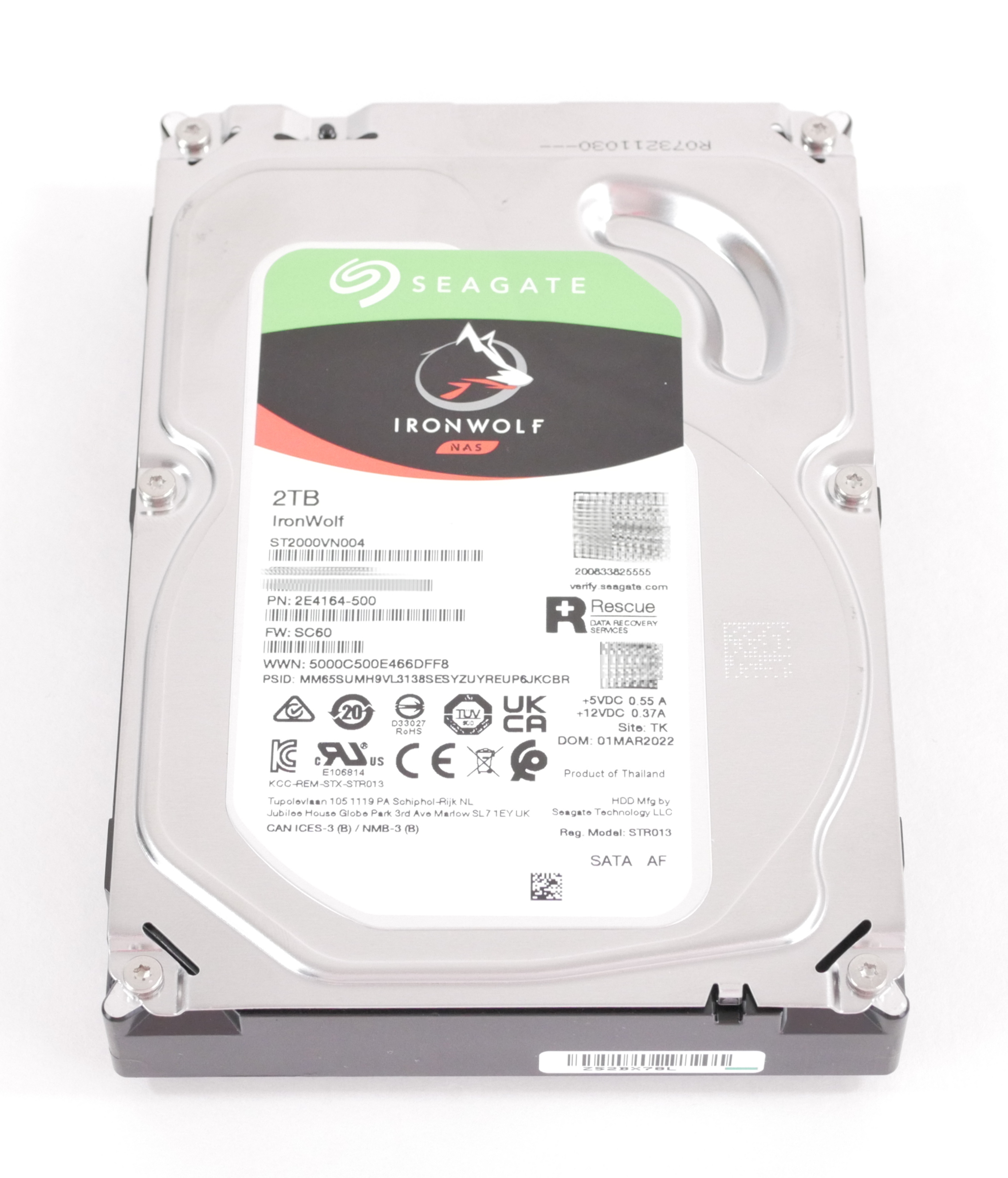 Seagate IronWolf NAS 2TB ST2000VN004 5.9K RPM SATA 64MB Cache 3.5" 2E4164-500 - Click Image to Close