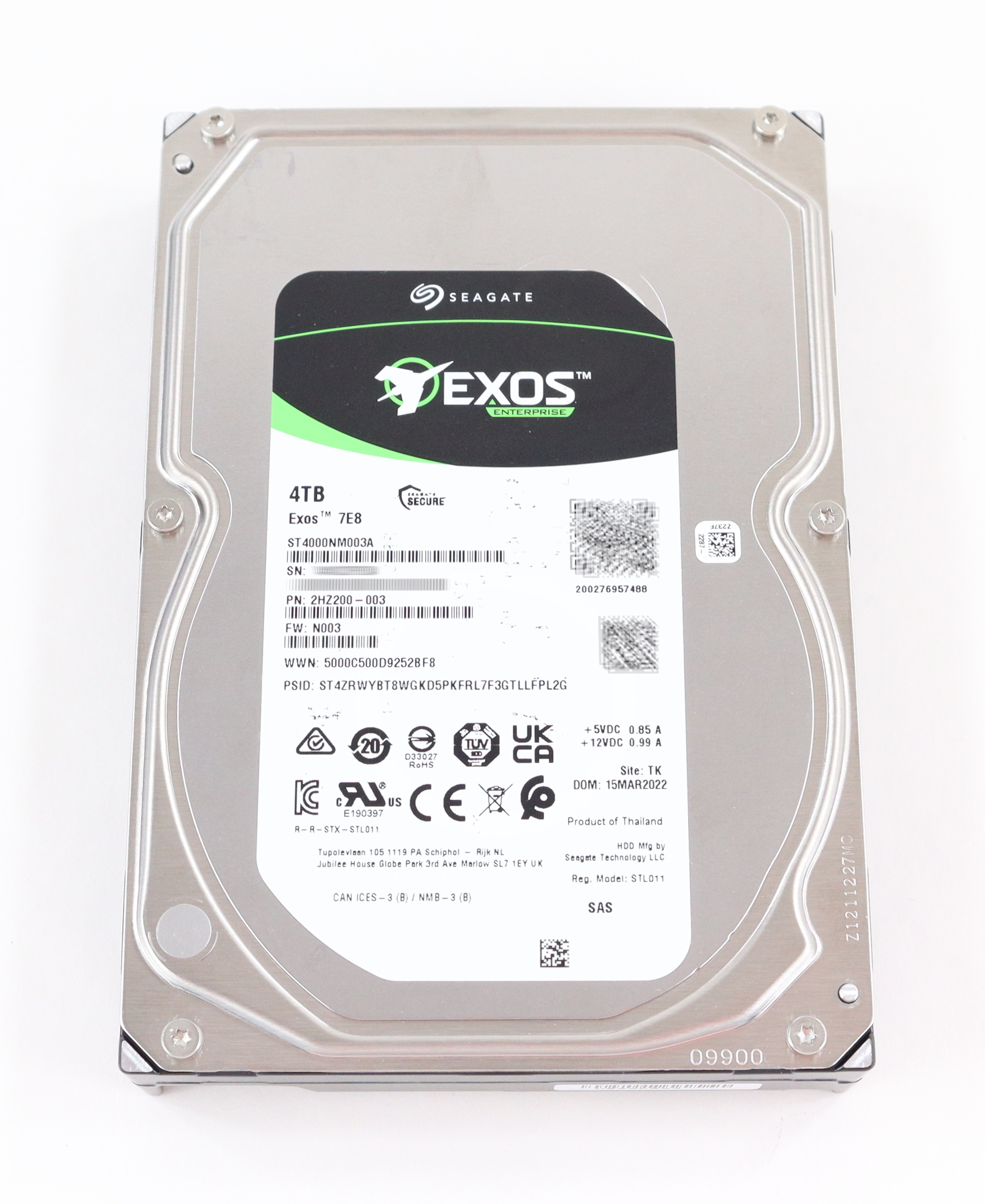 Seagate Exos 7E8 4TB ST4000NM003A 7.2K RPM SAS 12Gb/s 256Mb Cache 2HZ200-003