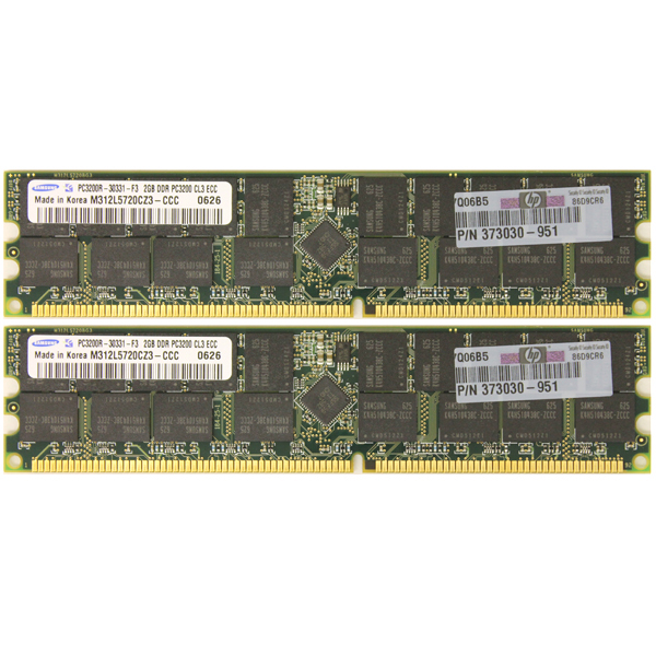 HP 4GB (2x2GB) PC3200 DDR-400 ECC 184pin DIMM 373030-951 Samsung