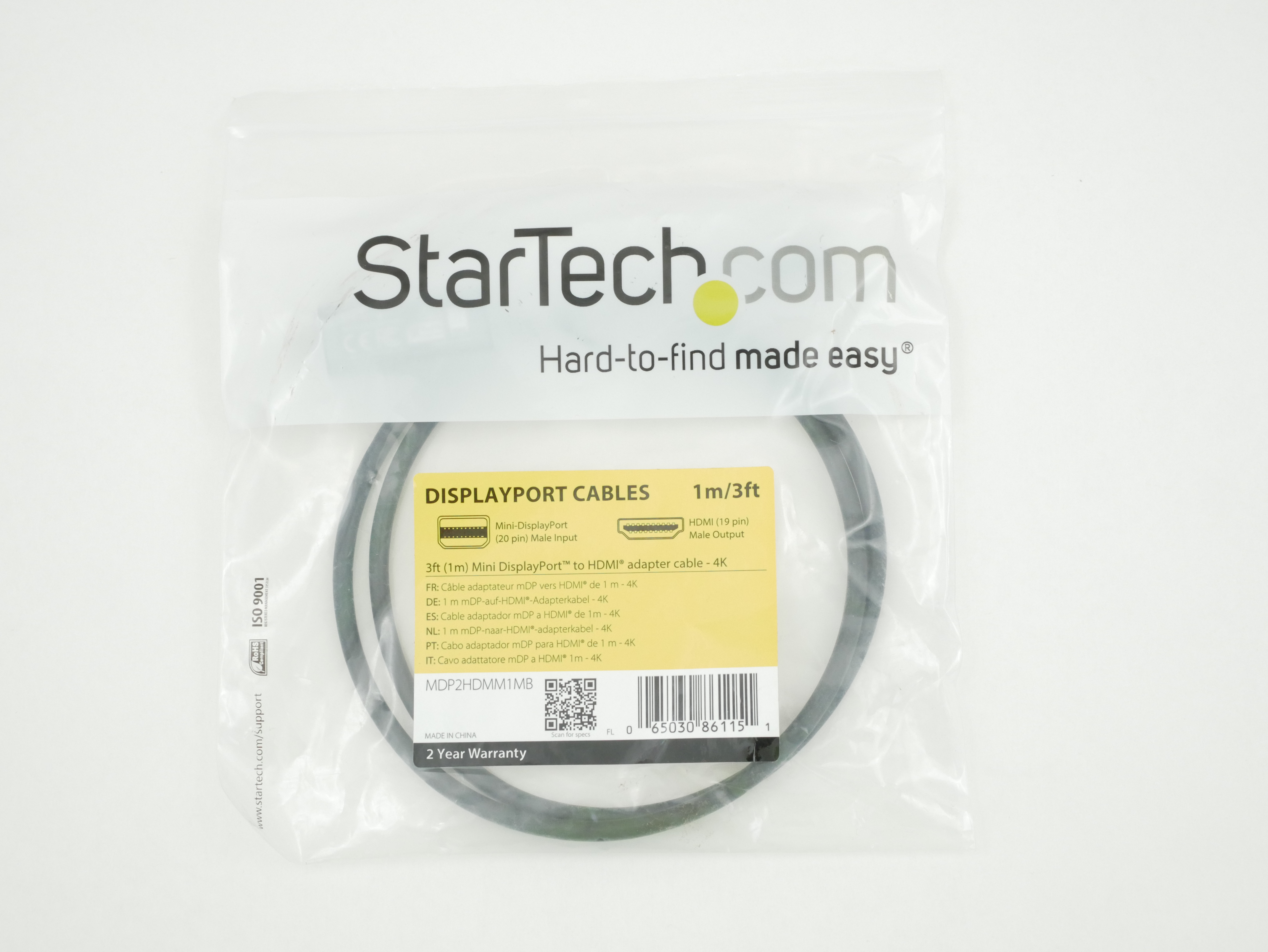 StarTech Mini Displayport (20pin) Male to HDMI Male 4K MDP2HDMM1MB