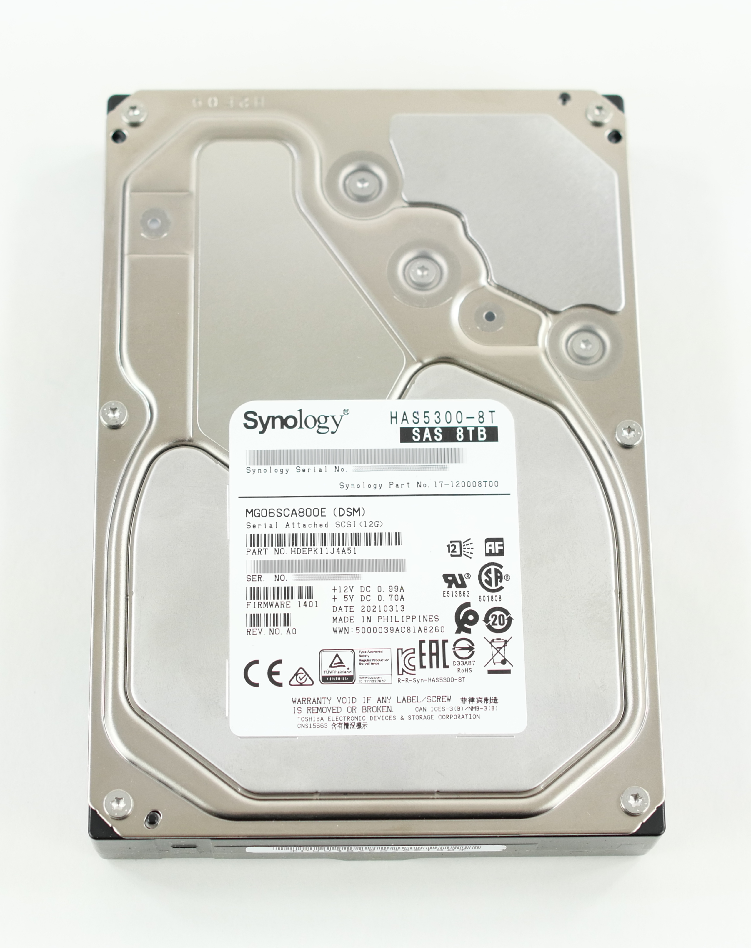 Synology 8TB HAS5300-8TB MG06SCA800E 7.2K RPM SAS 12GB/a 256Mb 3.5" 17-120008T00 - Click Image to Close