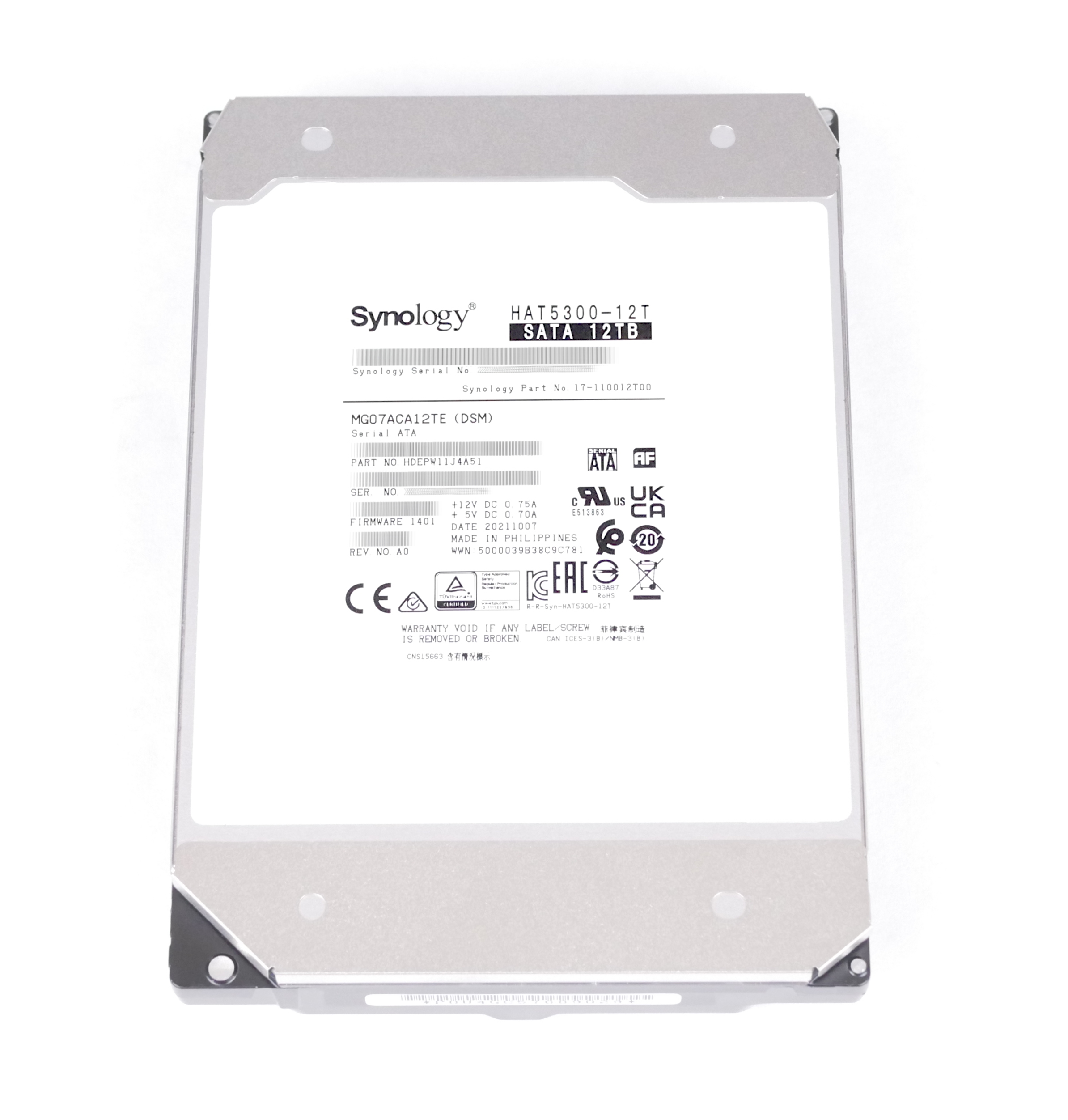 Synology Enterprise 12TB HAT5300-12T 7200 SATA 3.5" HDEPW11J4A51 17-110012T00