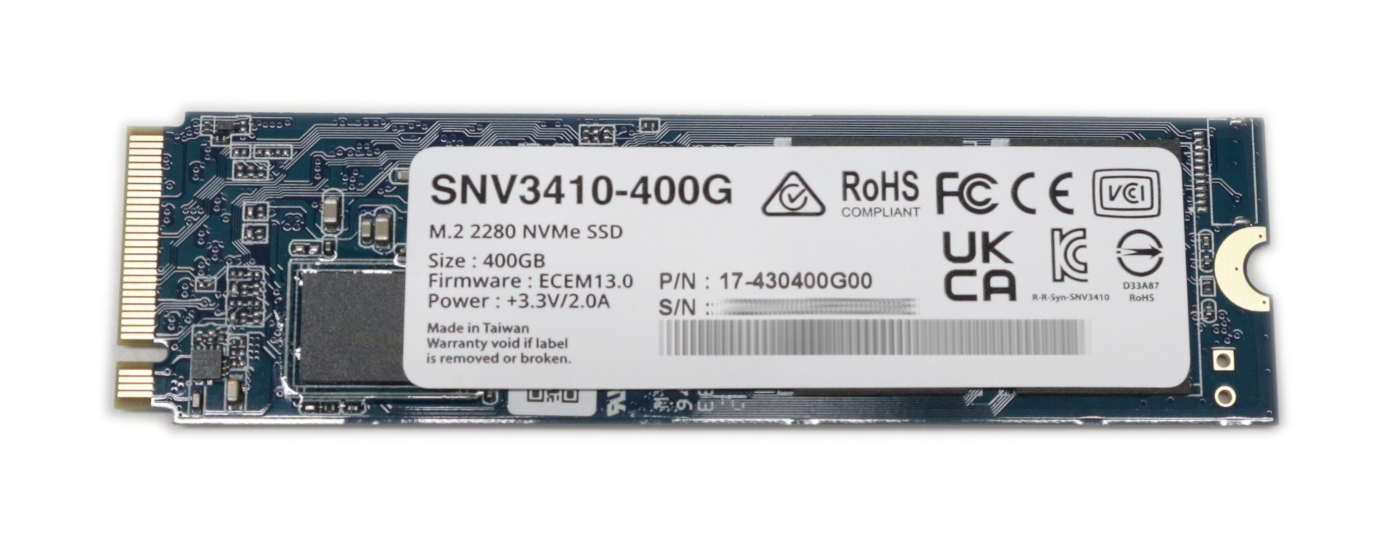 Synology SNV3410 400GB SSD M.2 2280 PCIe 3.0 x4 NVMe 17-430400G00 SNV3410-400G - Click Image to Close