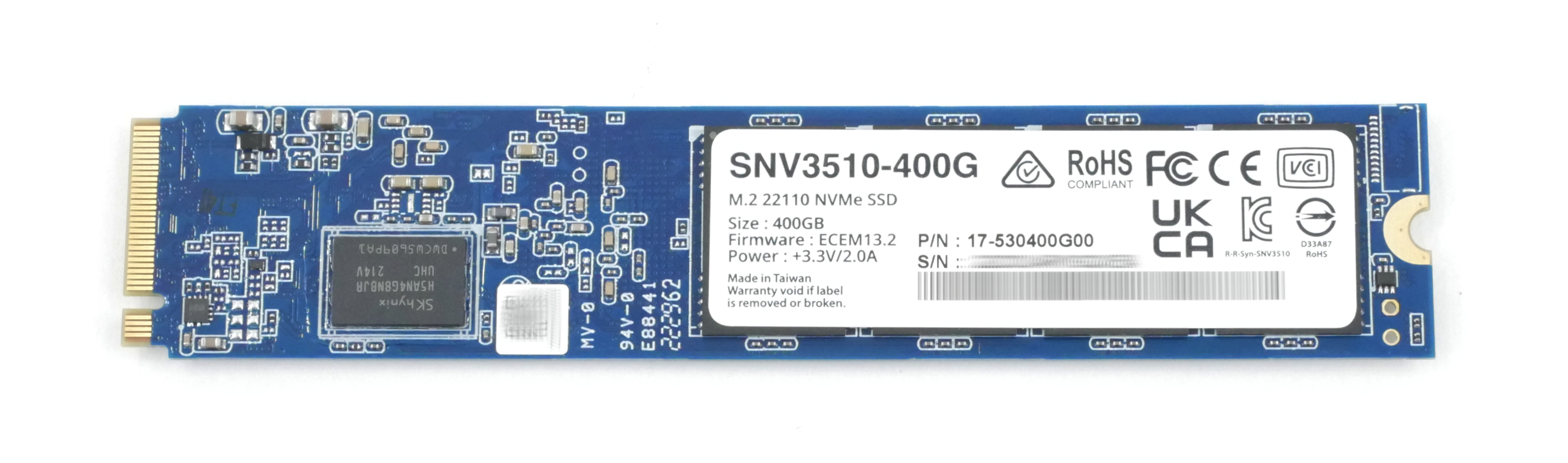Synology Enterprise SNV3510-400G SSD 400GB NVMe M.2 22110 PCIe 3.0 x4 17-530400G00 - Click Image to Close
