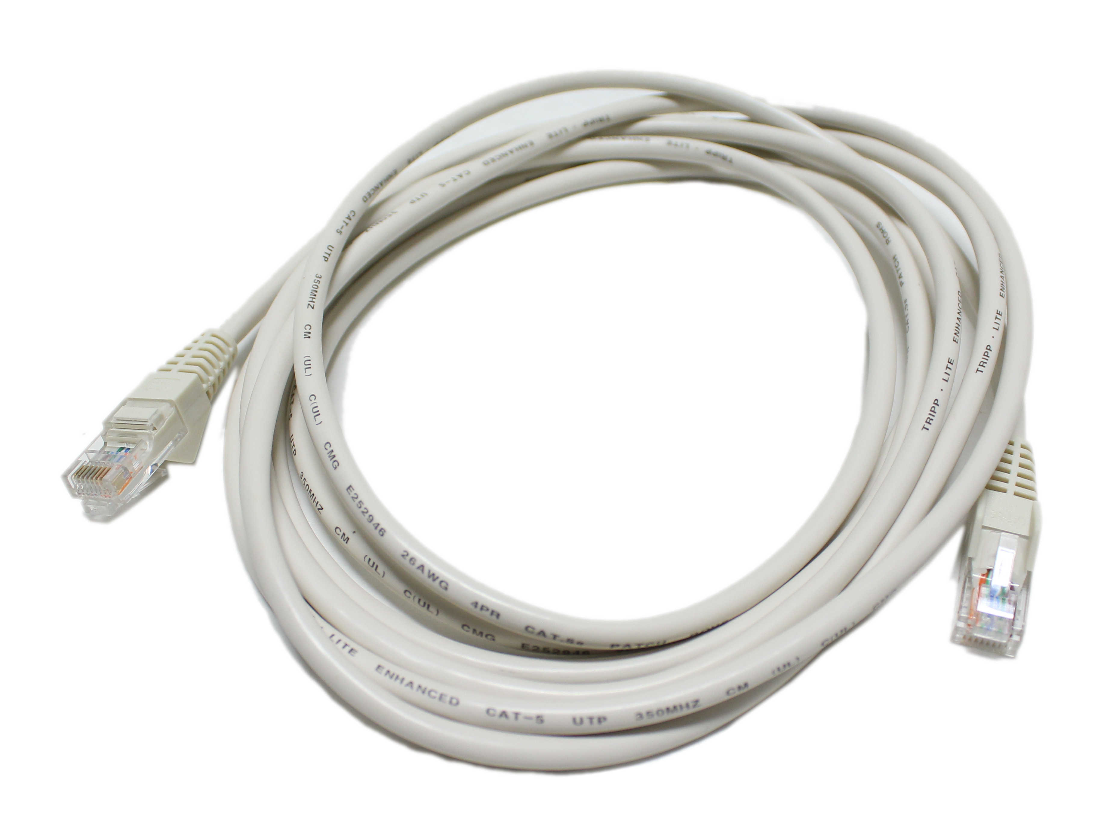 Tripp Lite 10ft Cat5e 350MHz Snagless Molded Patch Cable RJ45 White N001-010-WH