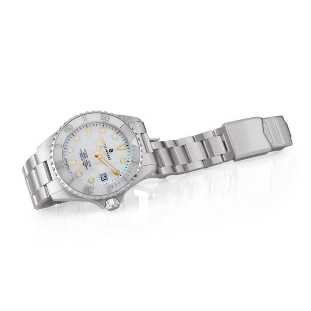 Steinhart Ocean One 39 Ladies White Pearl Ceramic Women's Diver Watch 39mm 103-1084 - Click Image to Close