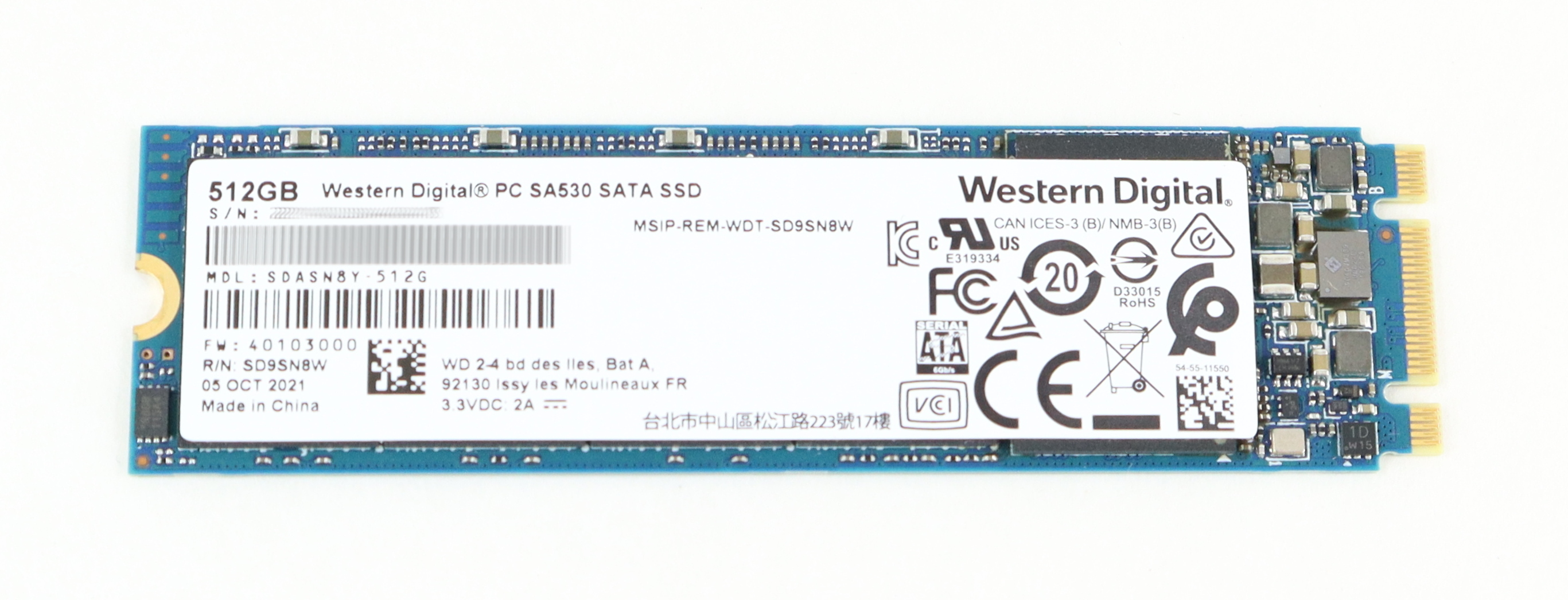 Western Digital SDASN8Y-512G SA530 512GB SSD M.2 2280 SATA 6Gb/s