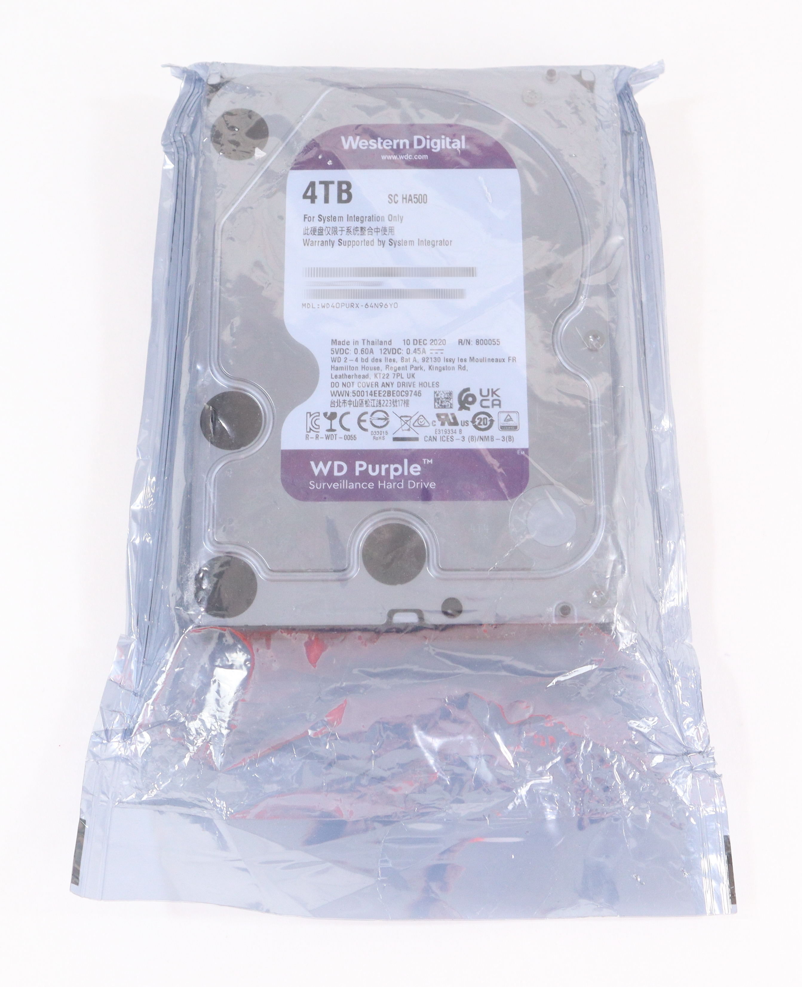 Western Digital Purple Surveillance 4TB WD40PURX-64N96Y0 5.4K RPM SATA 64MB 3.5"