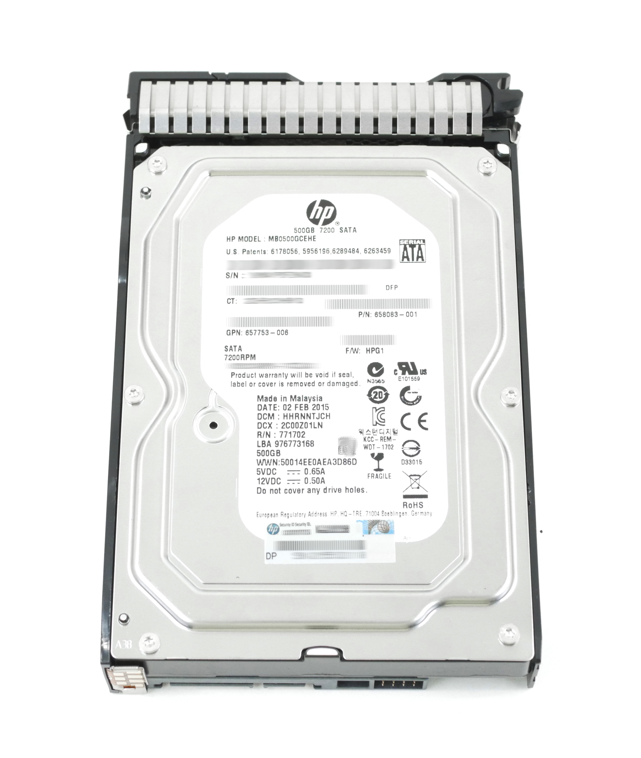 HP 500GB MB0500GCEHE HDD SATA 6GB/S 3.5" 658083-001 658103-001 658071-B21