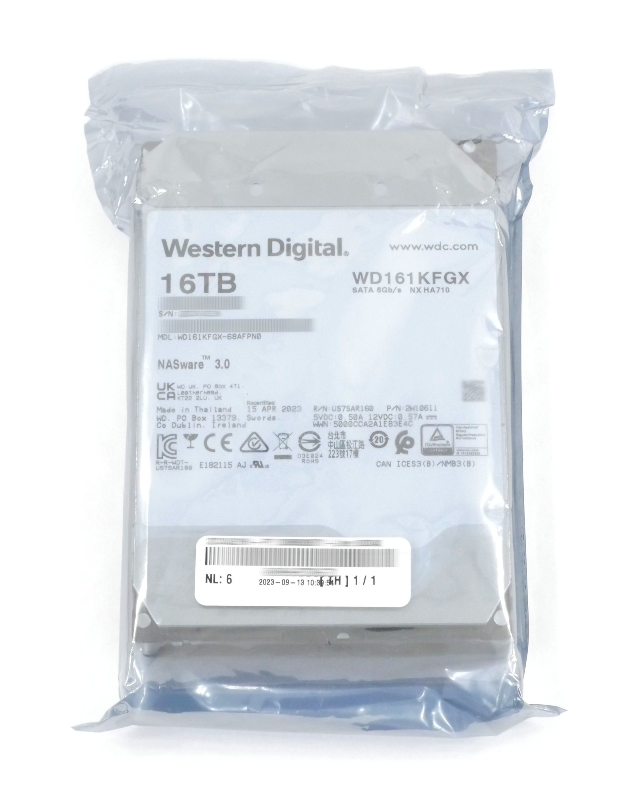 WD NASware 16TB WD161KFGX NX HA710 7200 RPM SATA 6Gb/s 3.5" 2W10611